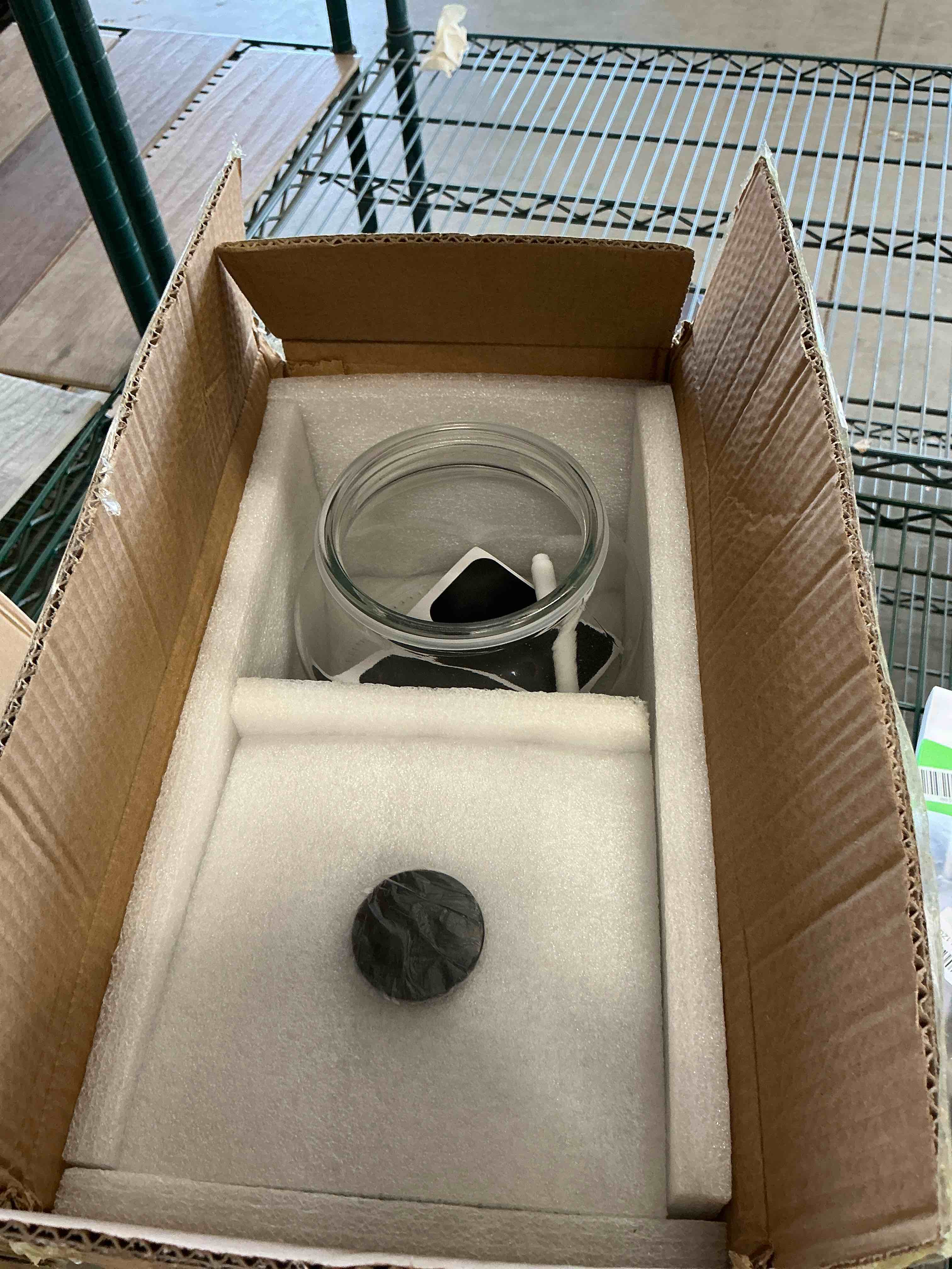 Condition photo showing New/Like New for Hyperspace Clear Glass Kitchen Canister Set, Cookie Jar, Food Storage Container, Bathroom Jar with Metal Airtight Lid (Black)