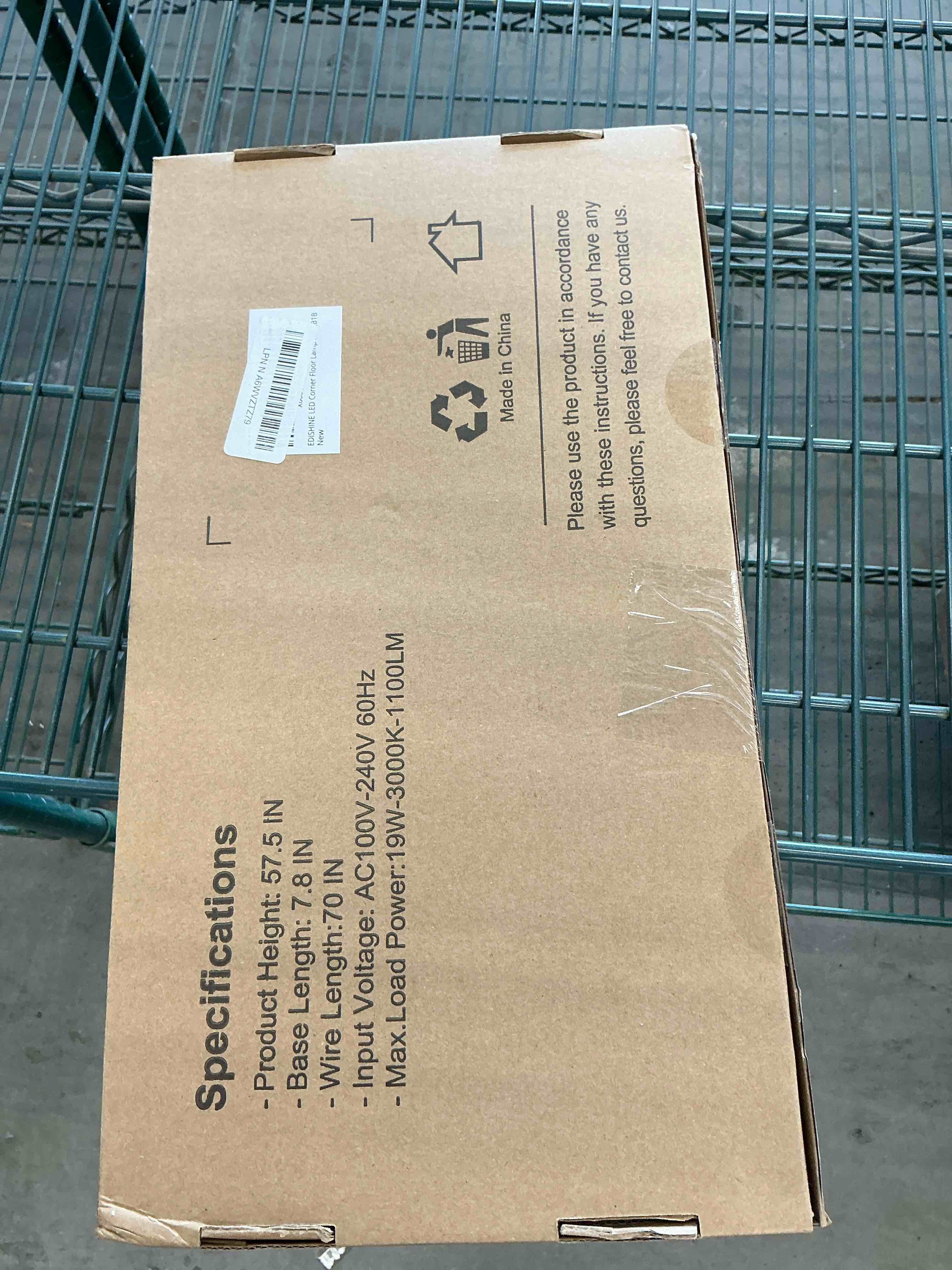 Condition photo showing New/Like New for EDISHINE LED Corner Floor Lamp, 57.5" Minimalist Dimmable Sleek Light, Adjustable Height, Standing Tall Floor Lamps for Living Room, Bedroom, Office, 3000K Warm White Light, Black