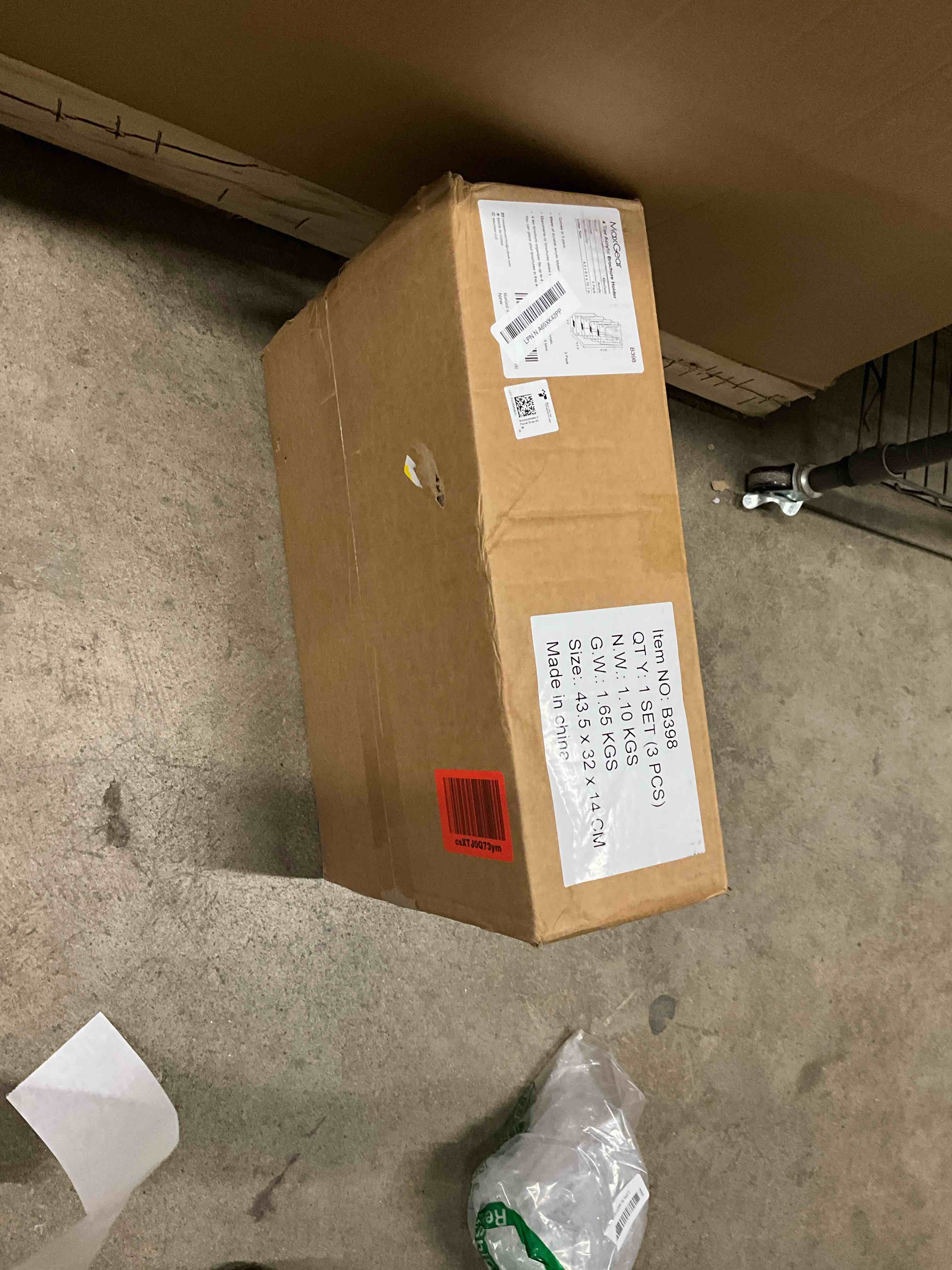 Condition photo showing Good Condition for MaxGear Acrylic Brochure Holder, 4 Inch Wide 4 Tier Clear Literature Display Stand Premium Plastic Pamphlet Holder, Multi Pocket Wall Mount or Countertop Organizer for Office or Home, 3 Pack