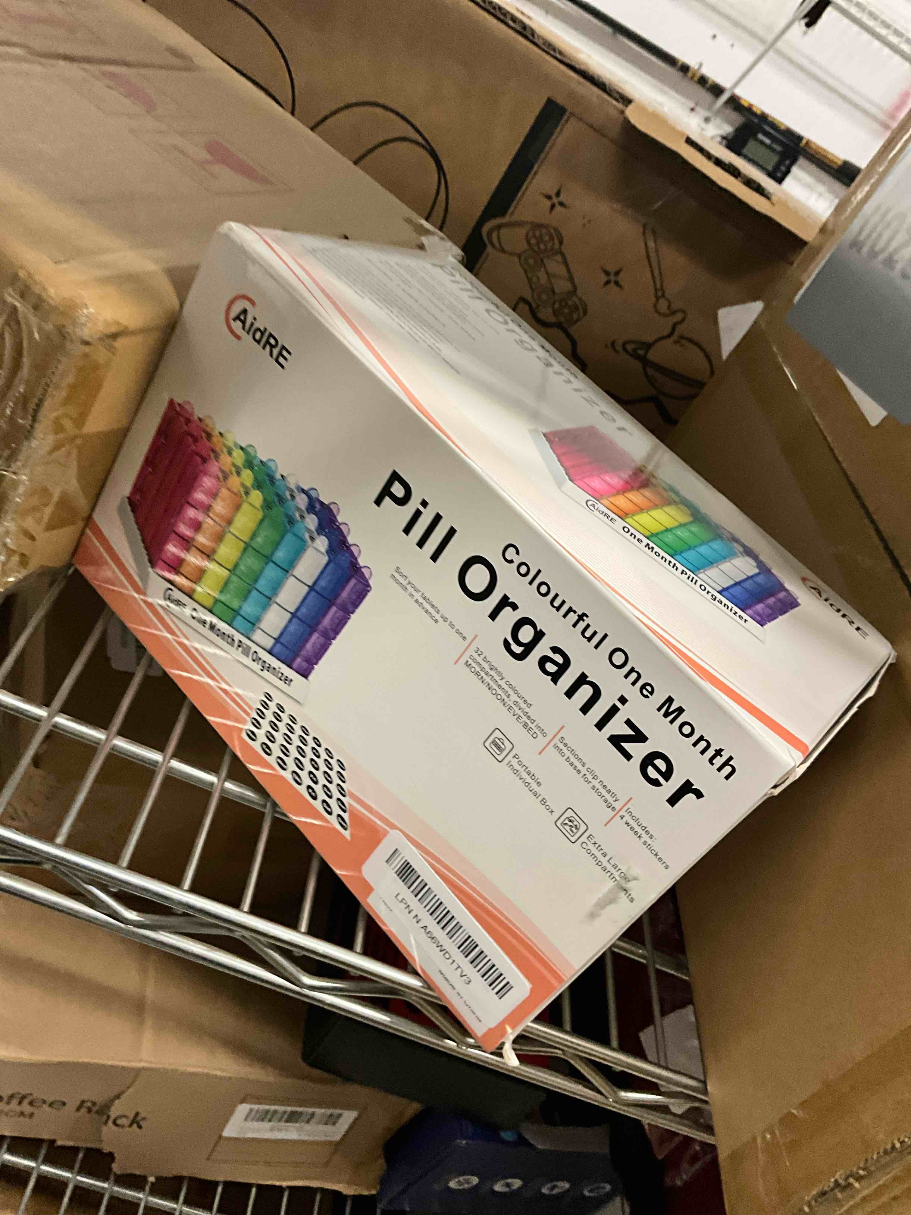 Condition photo showing Good Condition for Monthly Pill Organizer 4 Times A Day, One Month Pill Organizer, Monthly Pill Box Organizer with 32 Daily Compartments for Fish Oil, Vitamins, Supplements and Medications, 31 Day Pill Case Multi-colored