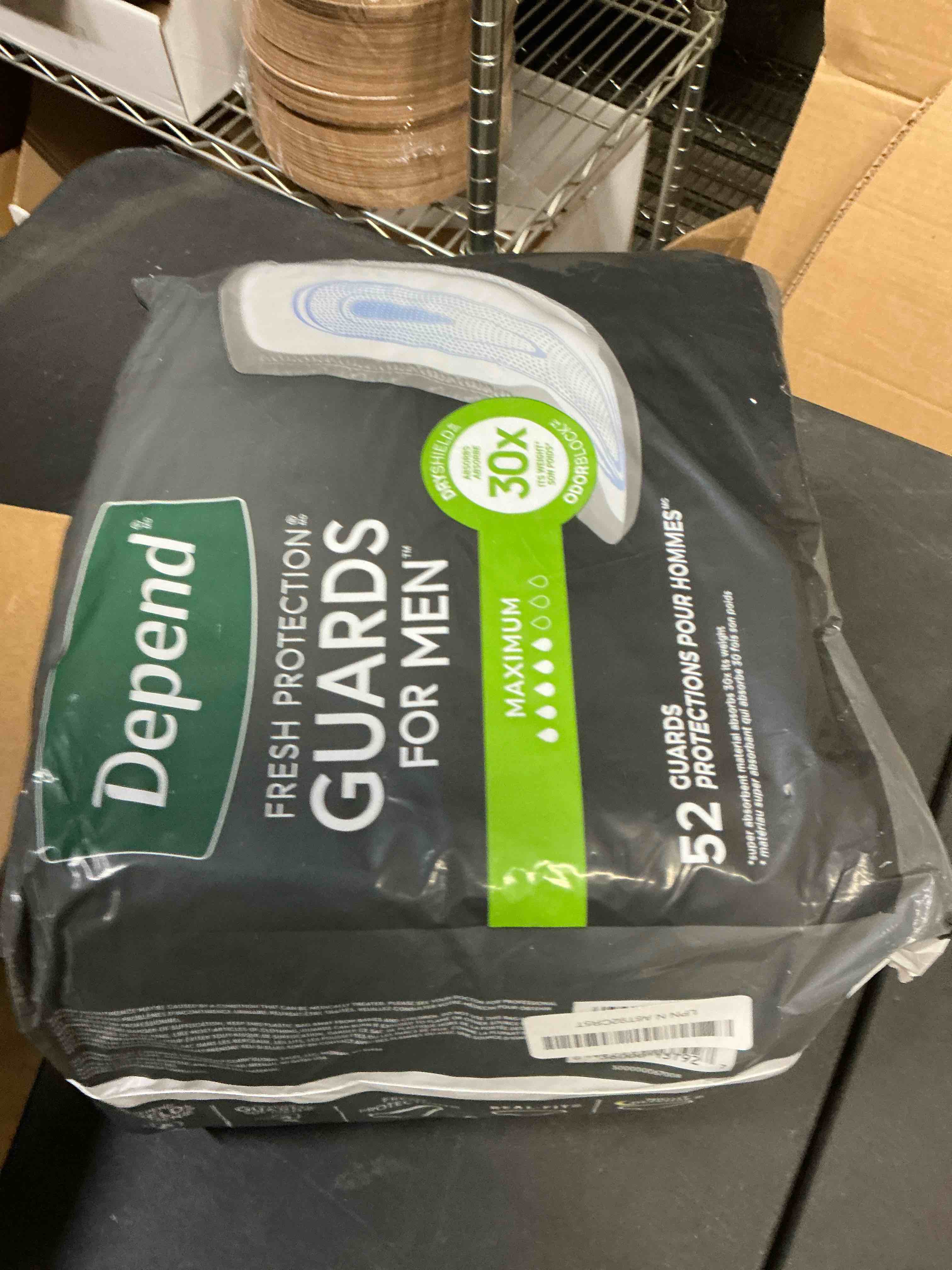Condition photo showing New/Like New for Depend Guards Incontinence Pads for Men, Maximum Absorbency, 52 Count, Packaging May Vary