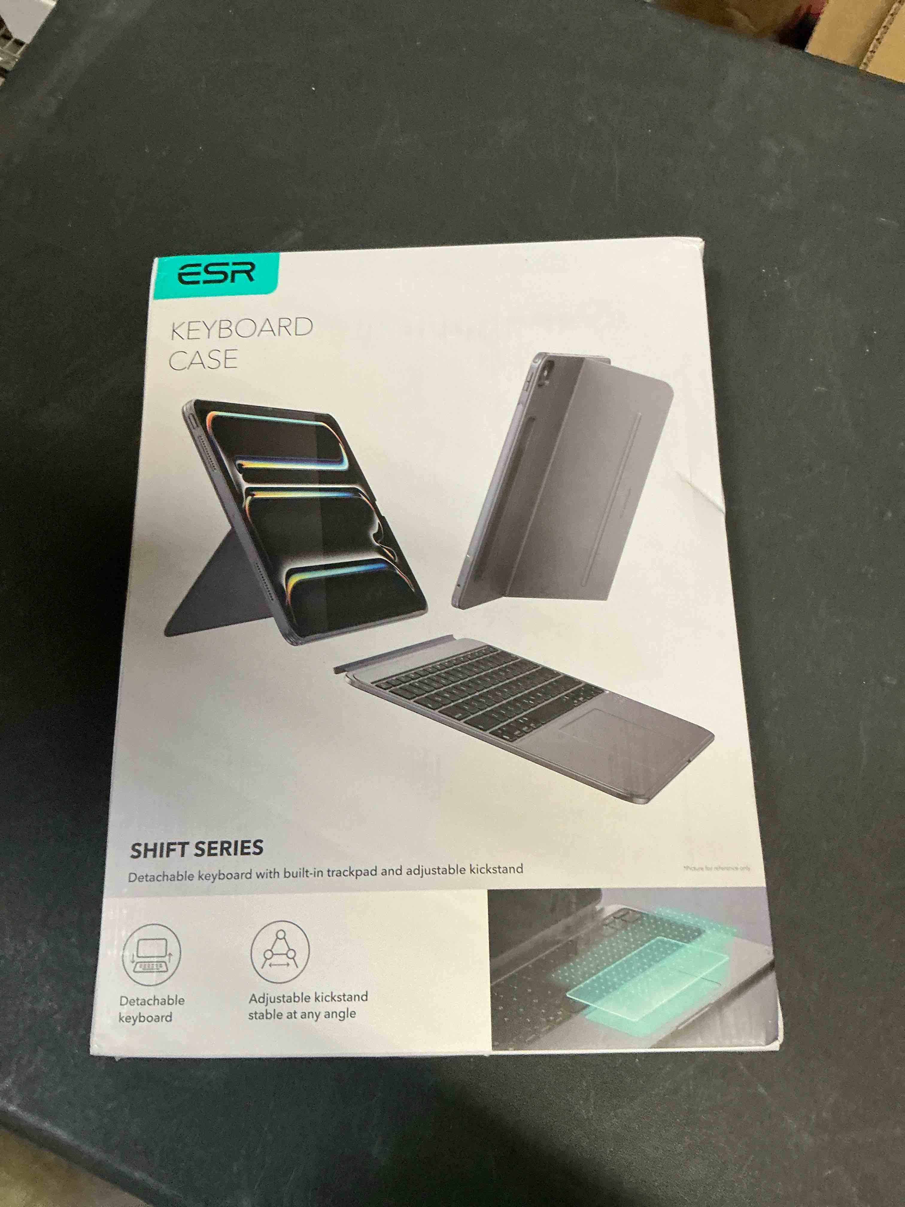 Condition photo showing New/Like New for ESR for iPad Air 13" (M3/M2) 2025/2024 Case with Keyboard, Magnetic Detachable Keyboard, Portrait/Landscape Modes, Large Click-Anywhere Trackpad, Backlit Keys, Shift Series, Dark Gray