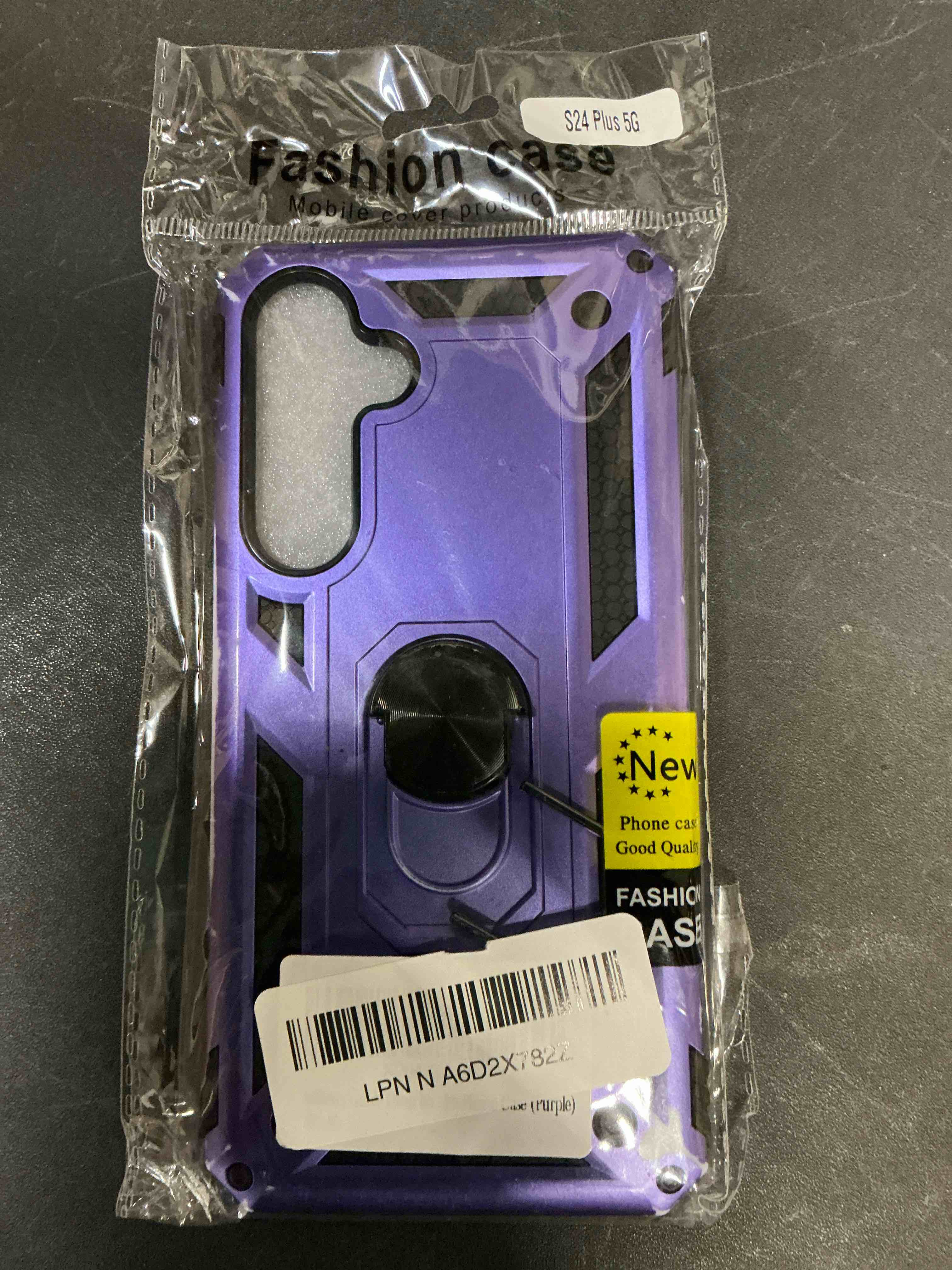 Condition photo showing New/Like New for Military Grade Drop Impact for Samsung Galaxy S24 Plus Case 360 Metal Rotating Ring Kickstand Holder Armor Heavy Duty Shockproof Case for Galaxy S24+ Plus Phone Case (Purple)
