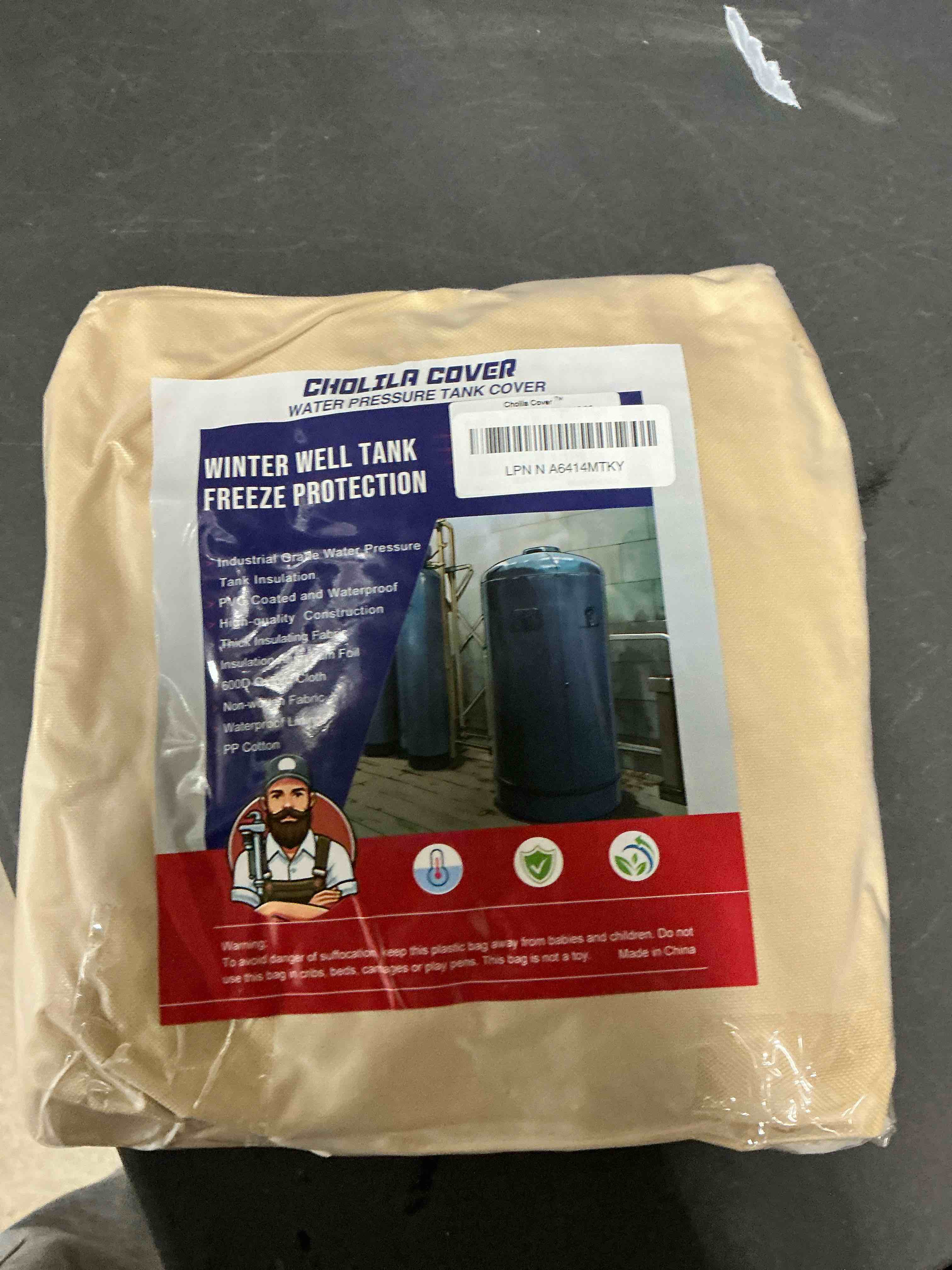 Condition photo showing New/Like New for Snap Round Water Pressure Tank Cover - 16" Dia x 32"H, Khaki, Water Repellent, Polyester, Hook & Loop Closure