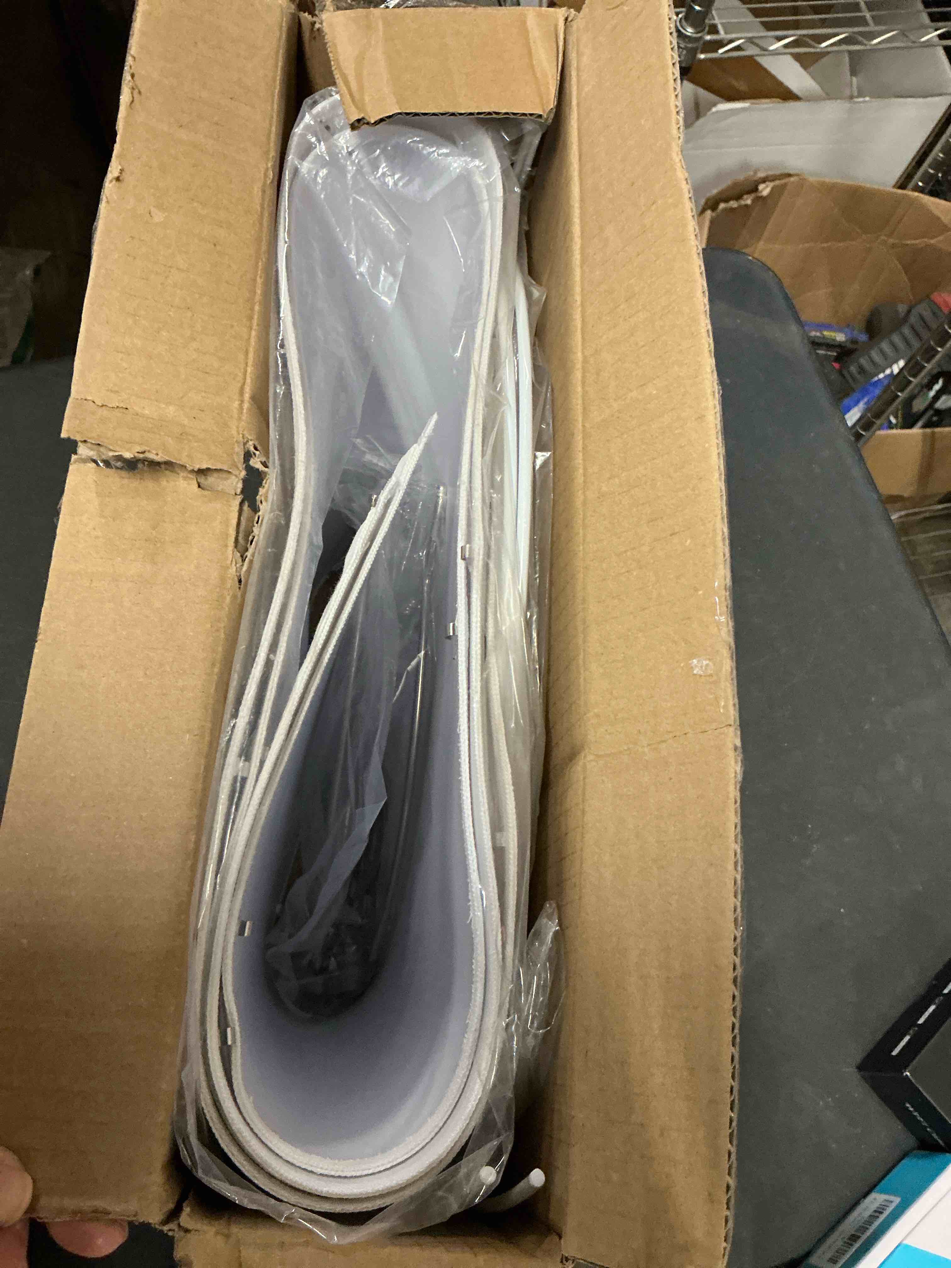 Condition photo showing Good Condition for Large White Lamp Shades Set of 2, 12"Top x 16"Bottom x 11"High, Natural Linen Hand Crafted, Drum Lampshades for Floor Lamps Table Lamps, Spider, Harp Holders Included, Easy Assembly Required