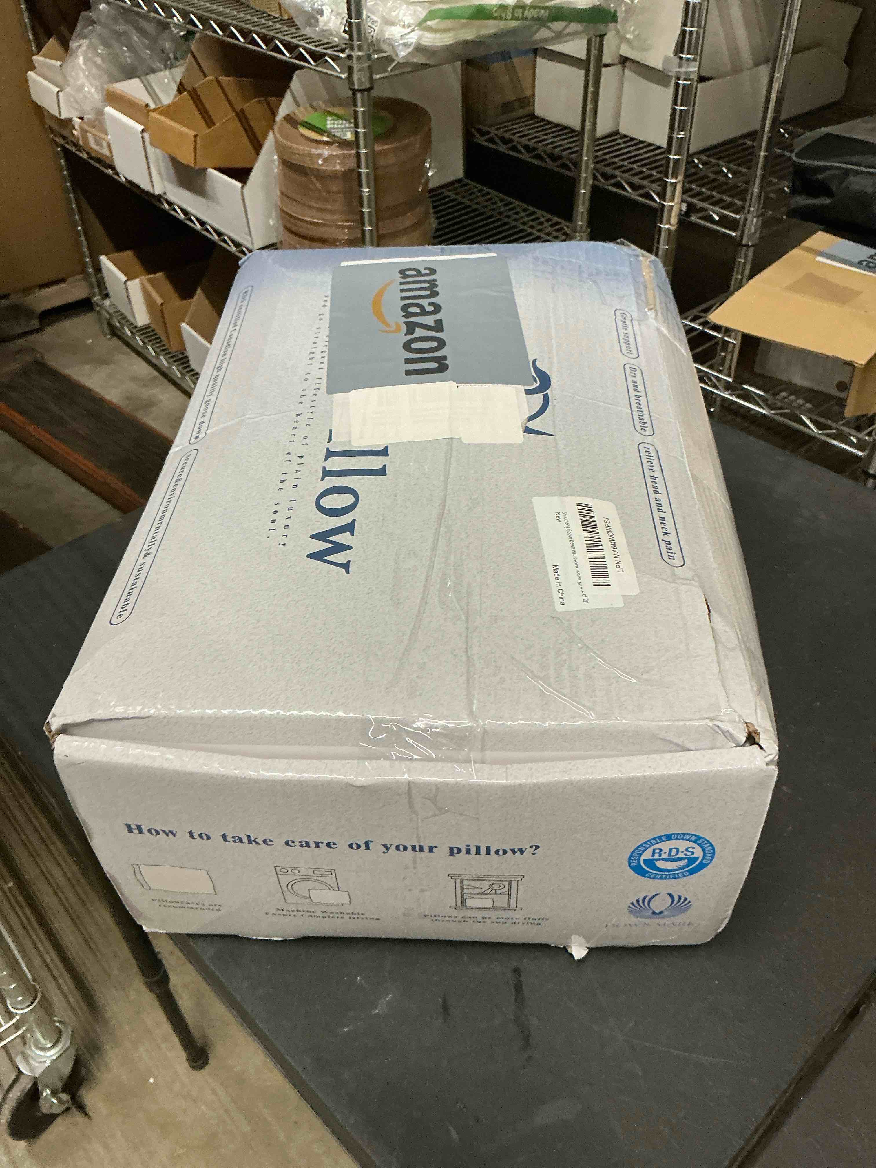 Condition photo showing New/Like New for Shilucheng Goose Down Pillow King Size Set of 2 Pack,Hotel Collection 1050+ Fill Power Luxury Bed Feather Pillow for Side Back Stomach Sleepers, Soft 100% Cotton Shell?White,20" x 36"? FX White King Size (Pack of 2)
