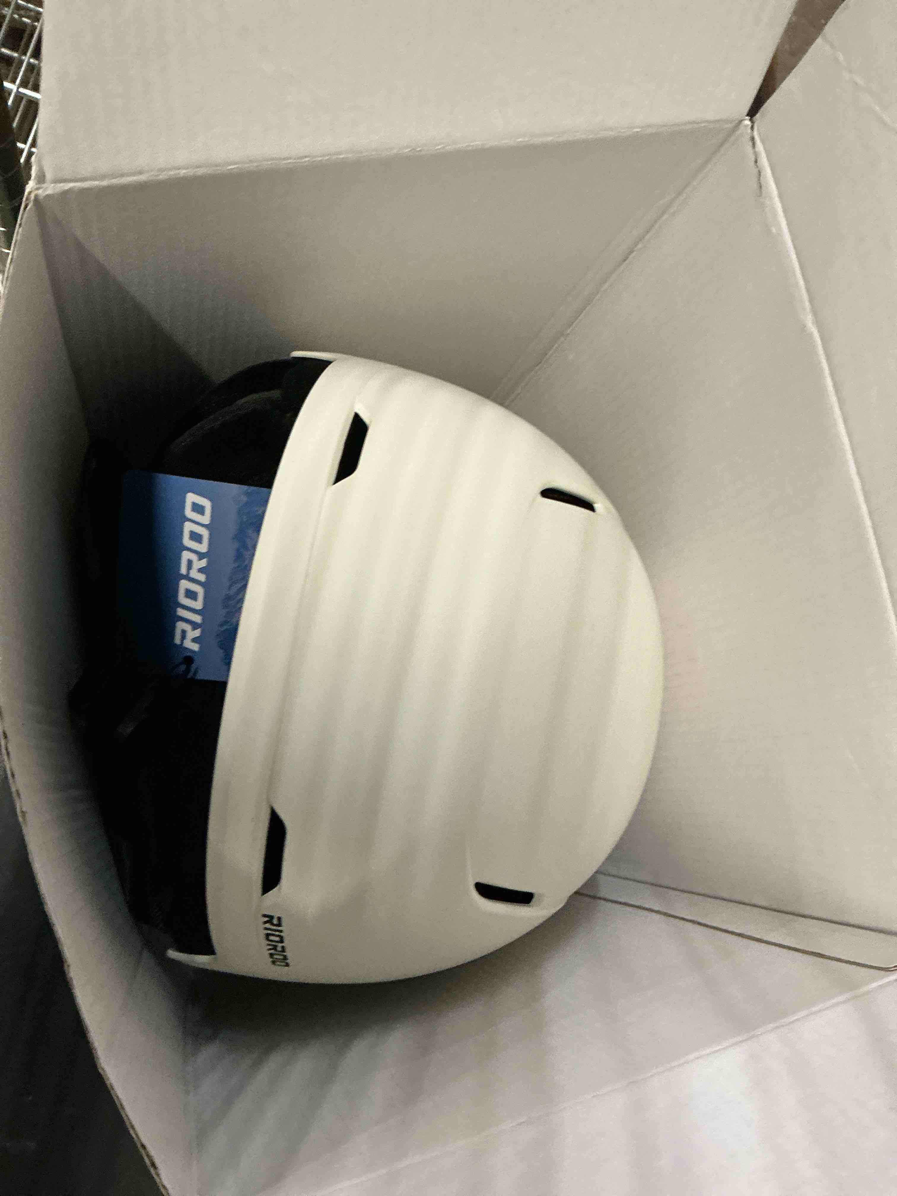 Condition photo showing Good Condition for Ski Helmet and Goggles Set, Snowboard Helmet Goggles for Men Women & Youth, Shockproof Snow Helmet Anti Fog OTG Snow Goggles for Skiing Snowboarding Small Egg White