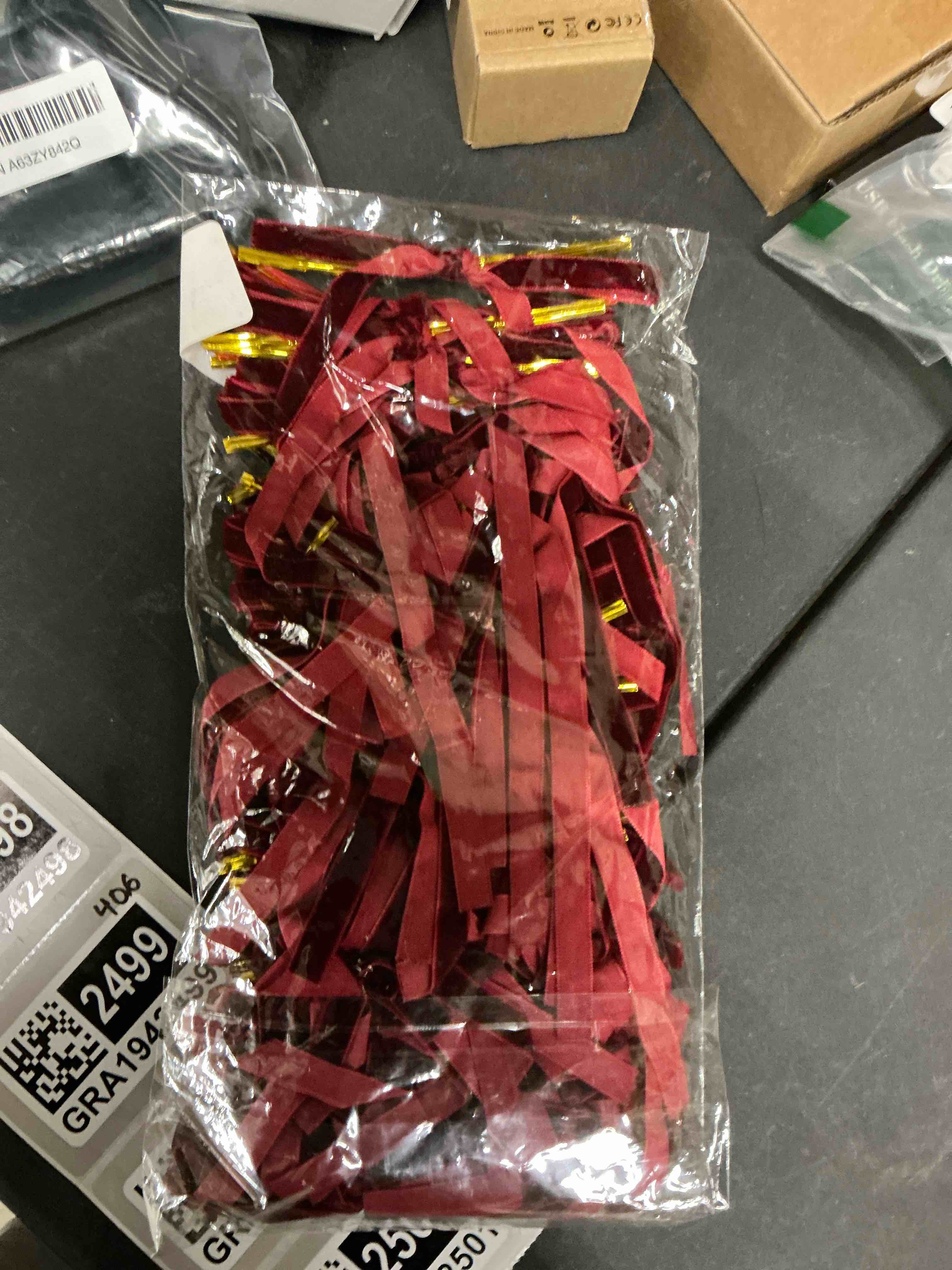 Condition photo showing New/Like New for 24 Pcs Red Vintage Velvet Christmas Bows Ornaments - Luxury Velvet Ribbon Bows for Christmas Tree Decor, Xmas Home Decoration (Burgundy)