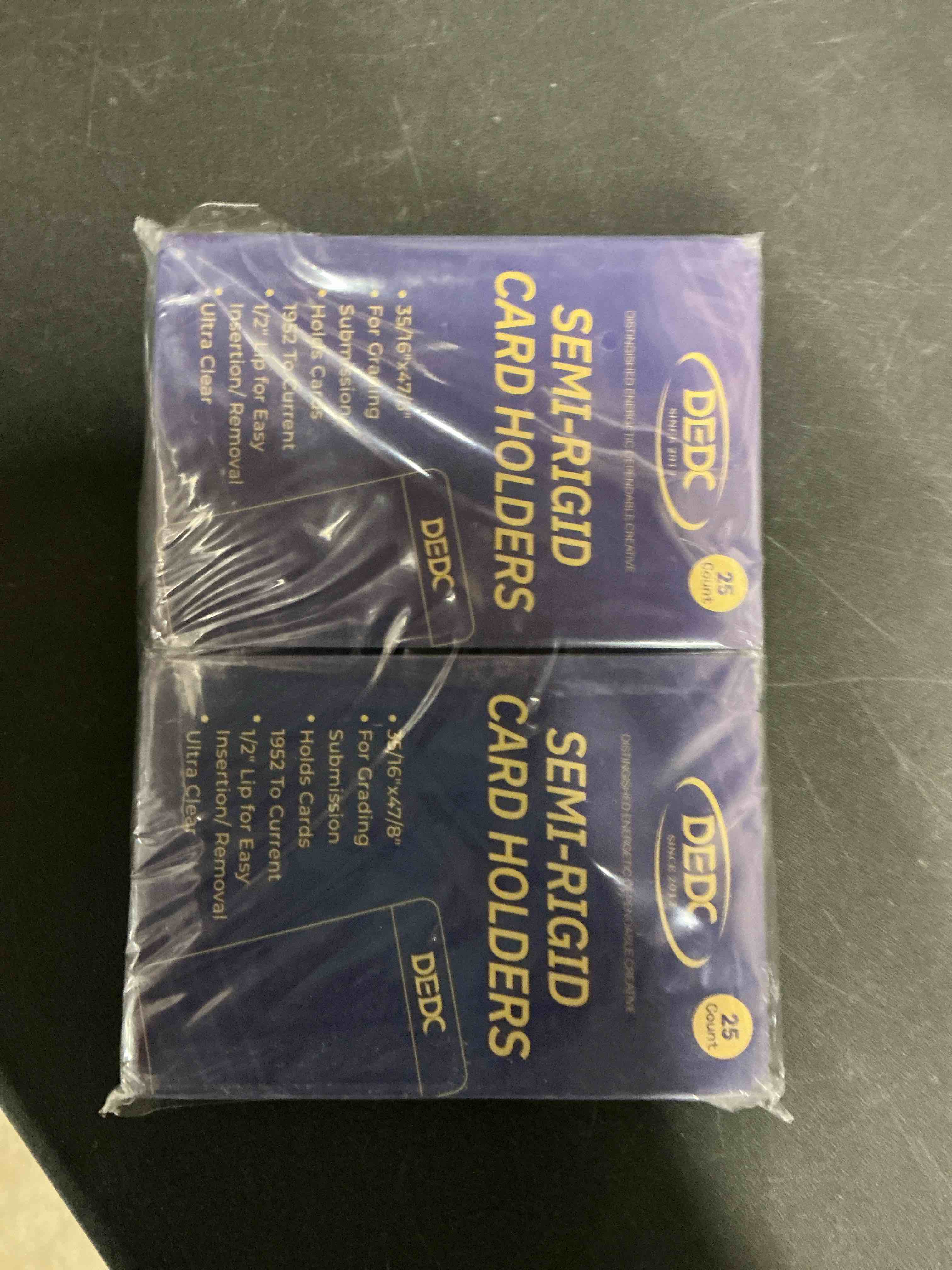 Condition photo showing New/Like New for DEDC 50Pcs Semi Rigid Card Holder, Semi Rigid Card Sleeves 1/2 Lip Semi-Rigid Tall Card Holders Trading Card Sleeve for PSA, SGC, BGS, CSG Graded Card Protector 50 pcs