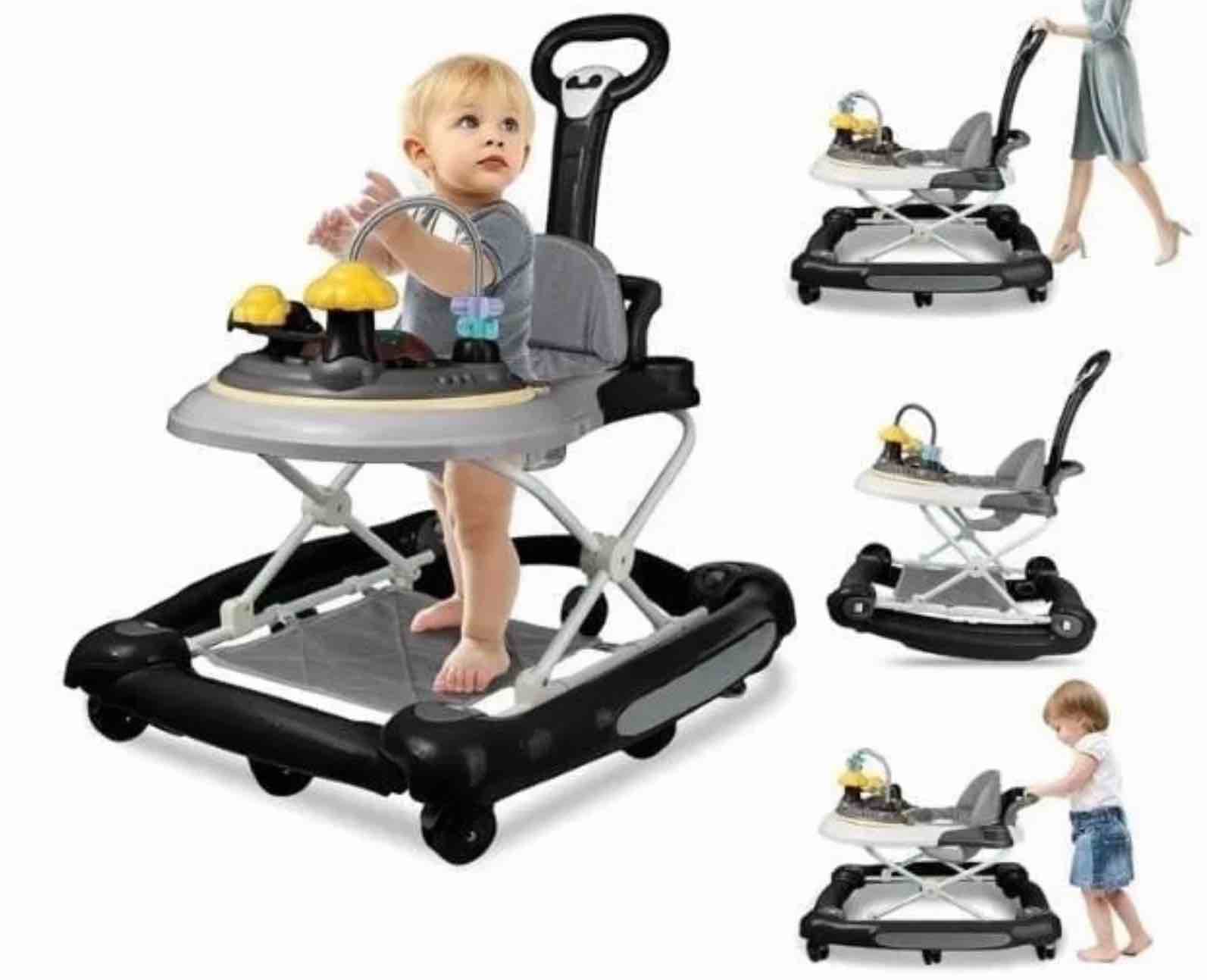 Condition photo showing New/Like New for LHUAI Baby Walker With Bouncer, Removable Footrest, Feeding Tray & Music, Foldable & Adjustable Activity Walker For Boys And Girls, Toddler Infant, Black