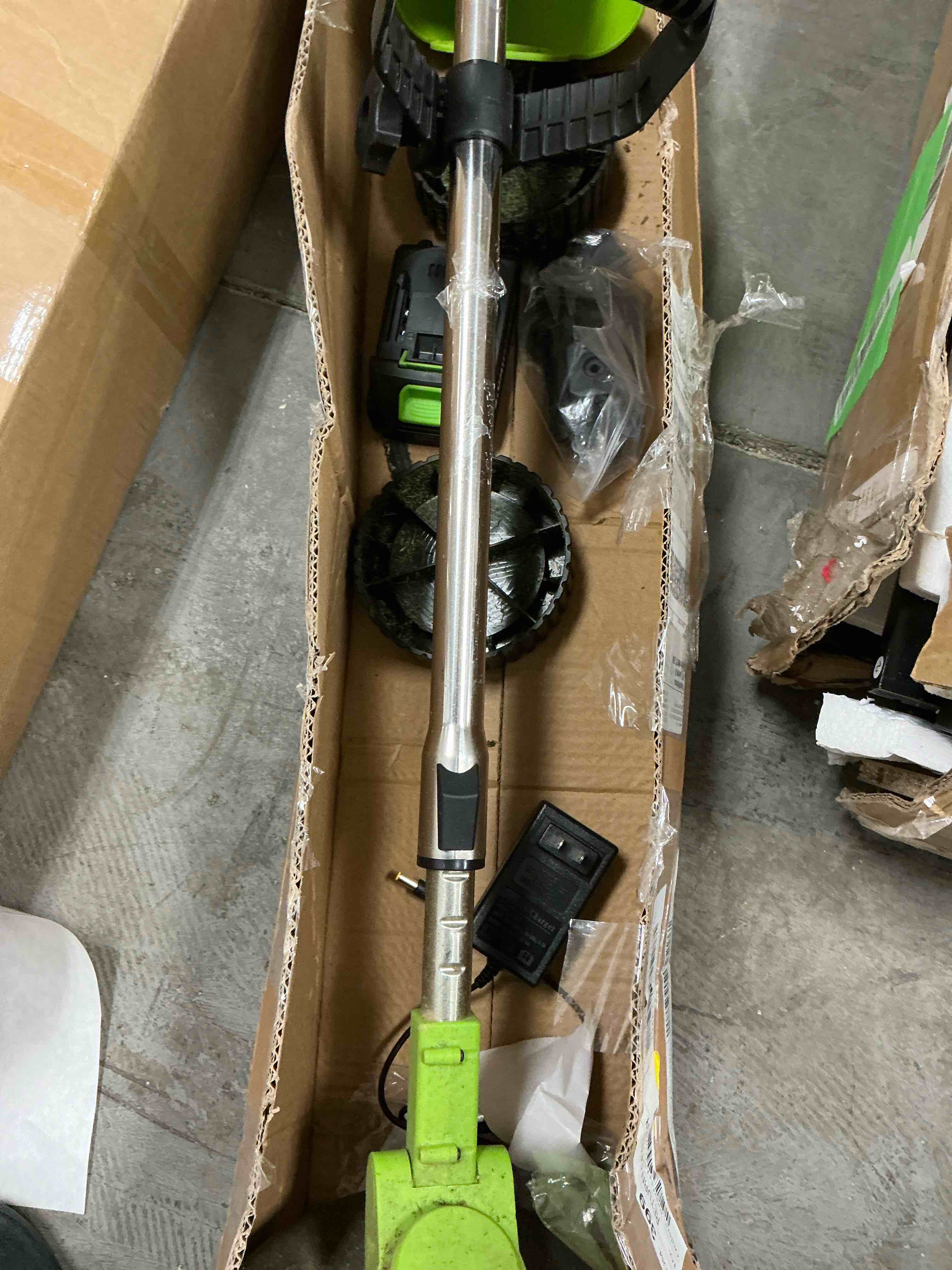 Condition photo showing Good Condition for Teblint 800W Electric Weed Wacker, Cordless String Trimmer, Weed Eater Grass Trimmer/Edger/Cutter with Wheels, 1Pcs 21V Batteries, 4 Types of Blades, Adjustable Length for Lawn Yard Garden (Green)