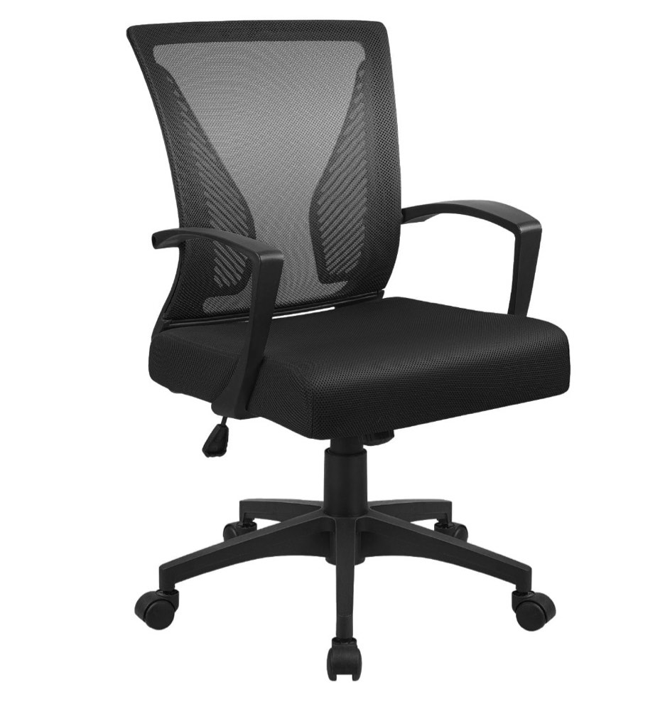 furmax office chair mid back swivel lumbar support desk chair  height adjustable computer ergonomic mesh chair with armrest  black