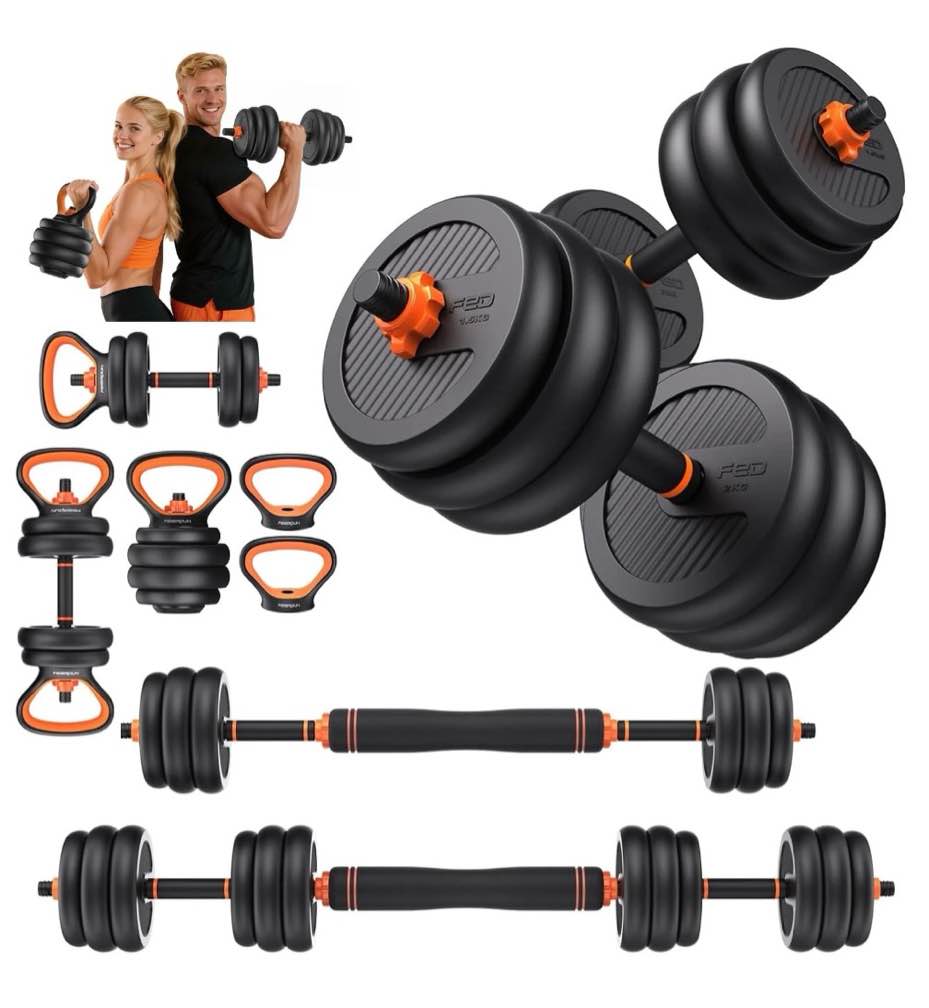 upgo adjustable dumbbells  70lbs free weight set with connector  6 in1 dumbbells set as barbell  kettlebells  push up stand  fitness exercises for home gym suitable men/women