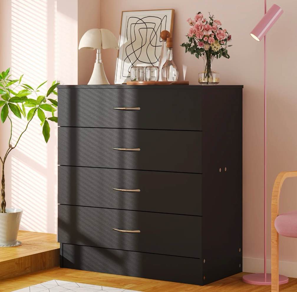 ubesgoo black chest of drawers dresser wood organizer cabinet 4 drawer nightstand side table furniture for bedroom