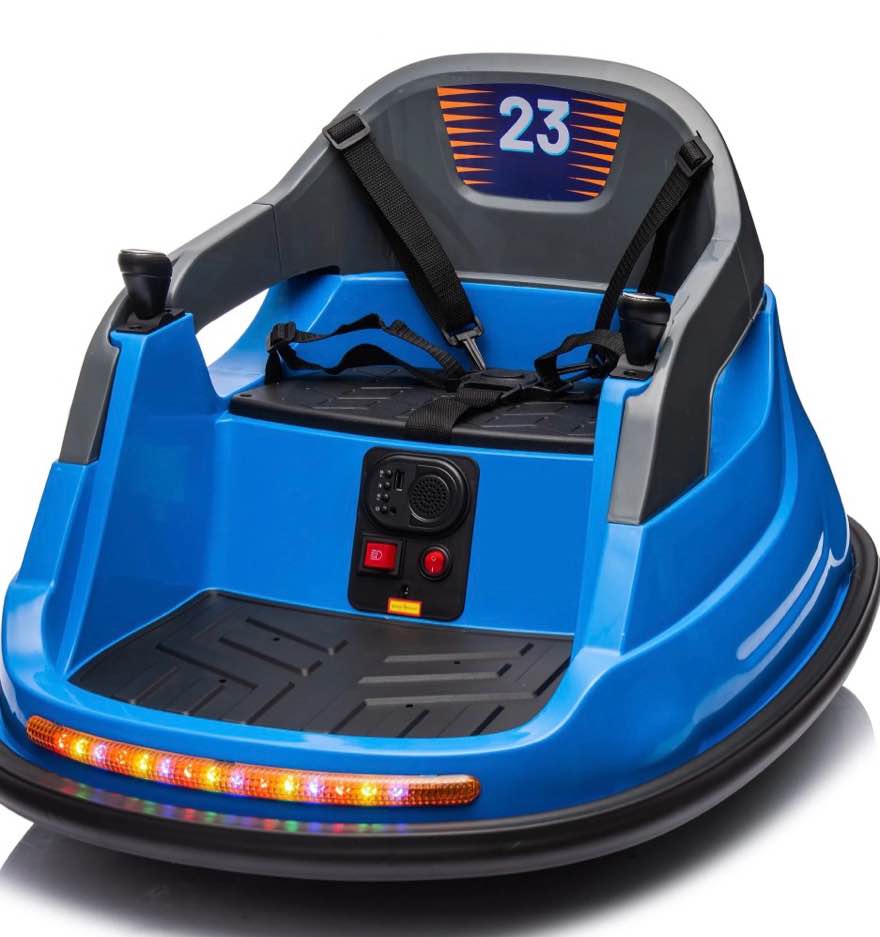 hikiddo electric bumper car for kids, 12v bumper car ride on toys for toddlers aged 1.5-5 with remote, bluetooth - blue