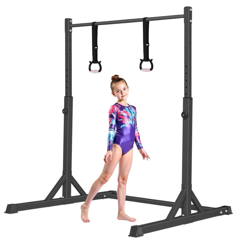 Primy 230LBS Gymnastics Bar for Kids, 39~61inches Adjustable Height Gymnastic Horizontal Bars, Stable Gymnastics Equipment Junior Training Bar for Home Using for Children