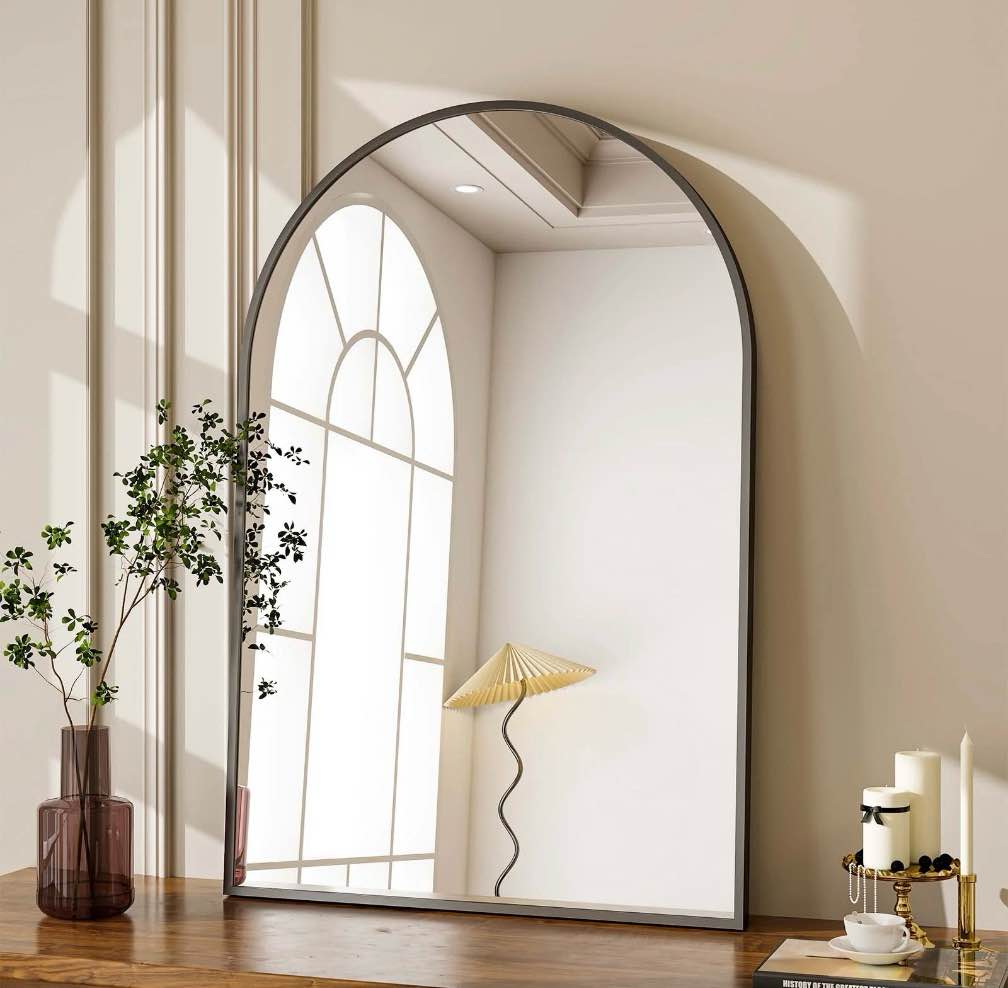 BEAUTYPEAK 24 x 36  Bathroom Mirror Wall Vanity Arched Mirror  Black
