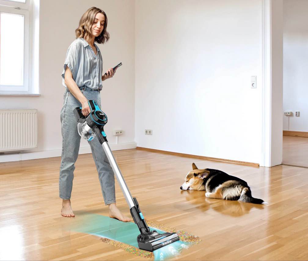 INSE Cordless Vacuum Cleaner 6-in-1 Rechargeable Stick Vacuum Lightweight for Carpet Hardfloor Pet Hair Home N520 Blue
