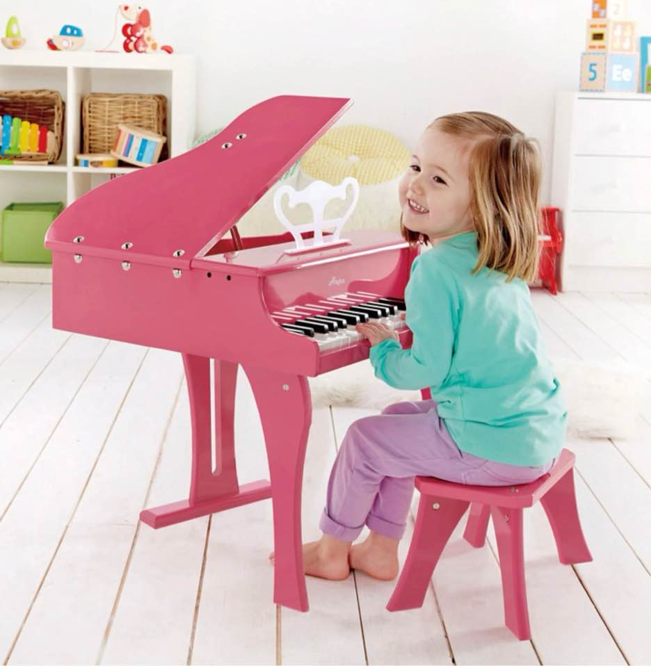 Hape Happy 30 Key Grand Piano with Bench in Pink, Preschool & Kids