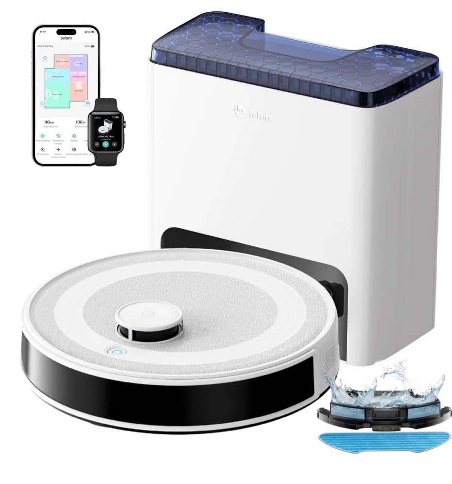 Lefant M2 Pro Robot Vacuum and Mop with LiDAR  45-Day Self-Emptying  Smart Obstacle Avoidance  WiFi/Alexa  Multi-Floor Mapping  200 Min Runtime