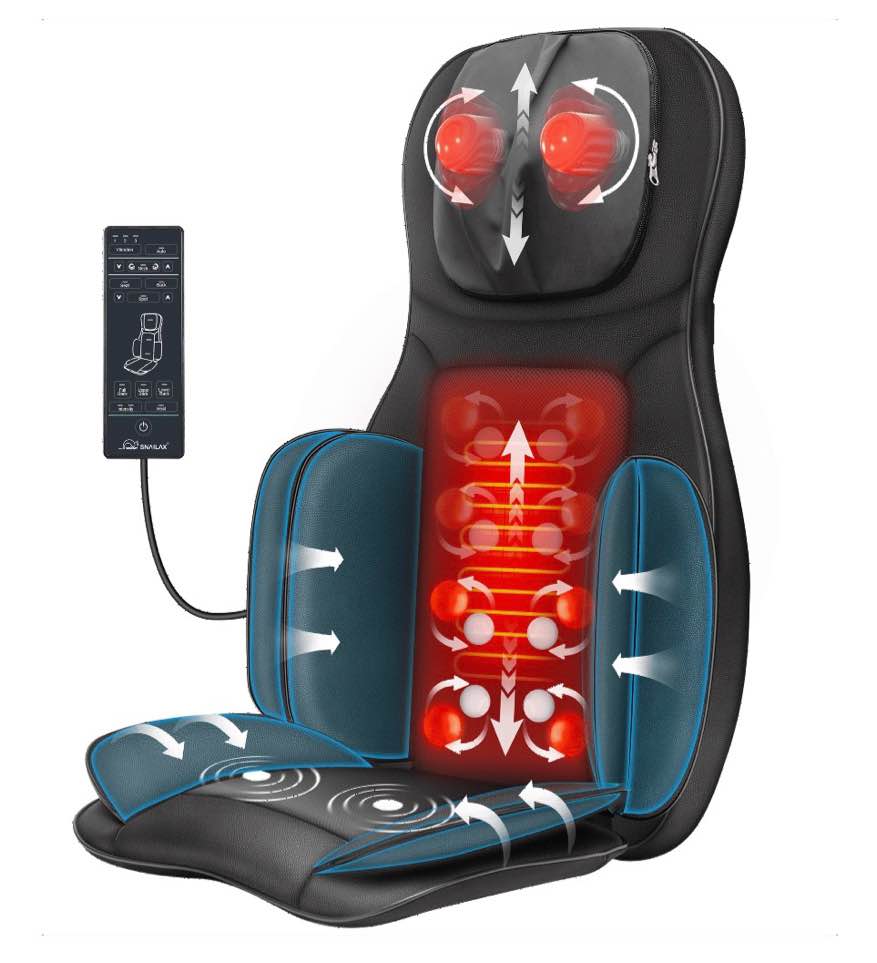Snailax Shiatsu Back Massager with Heat & Compression  Seat Cushion Massager for Office Chiar  Father s Day Gift