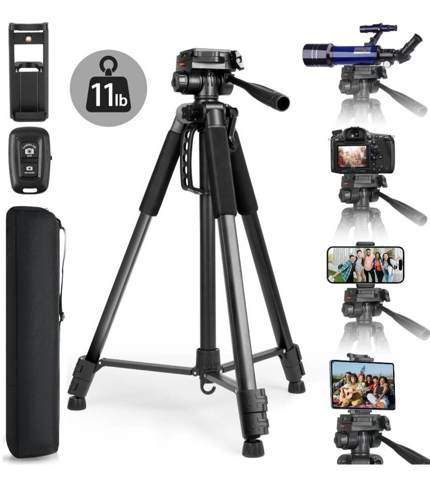 Meromore 71" Camera Tripods, Tripod Stand for Camera Phone Video Recording, Heavy Duty Camera Tripod Stand, Professional Travel DSLR Tripods Compatible with Canon Smartphone, Max Load 11 LB