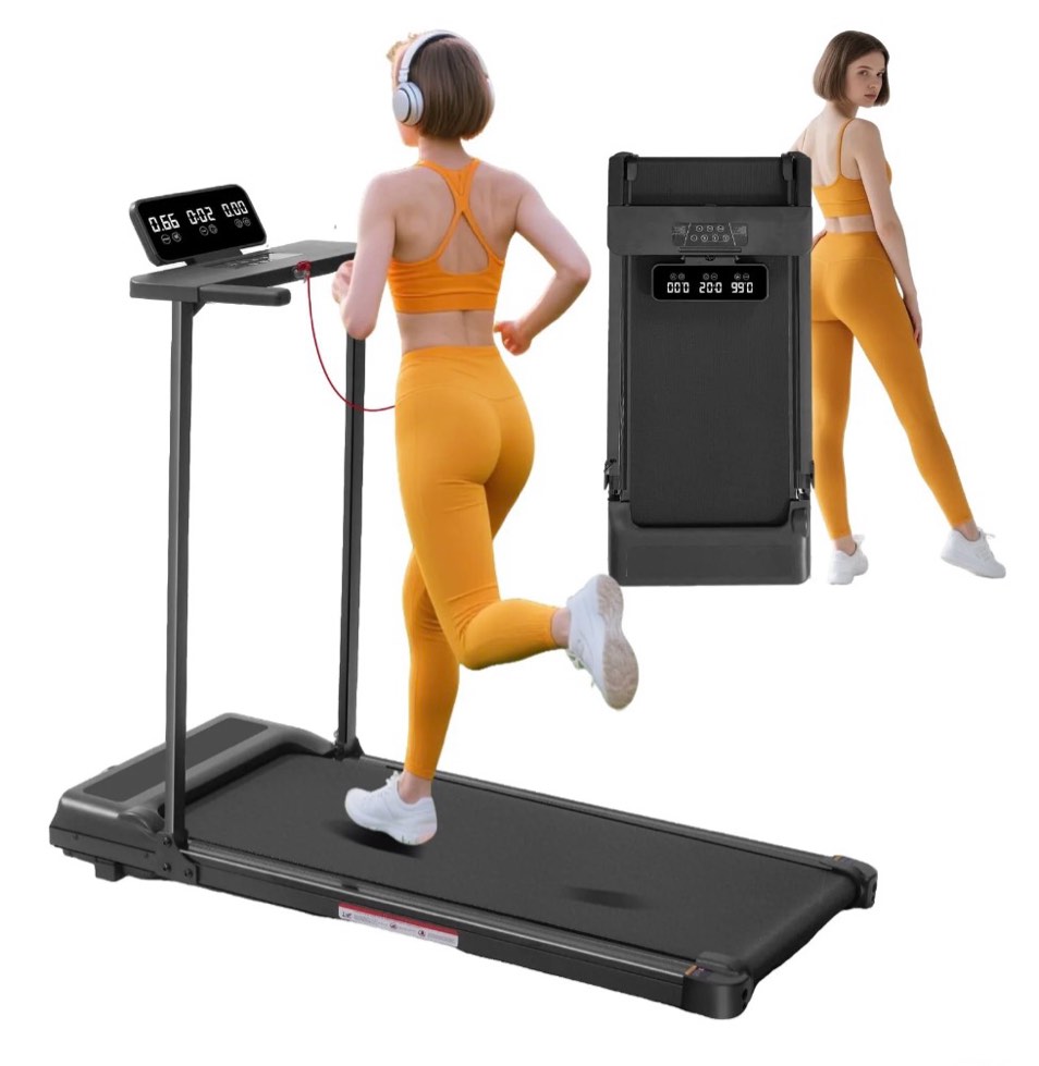 hevglrm portable treadmills for home workouts fitness,3.5hp walking pad treadmill with handles,compact running treadmill with led display,400lbs
