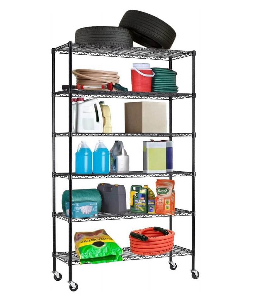 bestoffice 6 tier wire shelving unit with wheels 2100lbs capacity-18x48x82 black