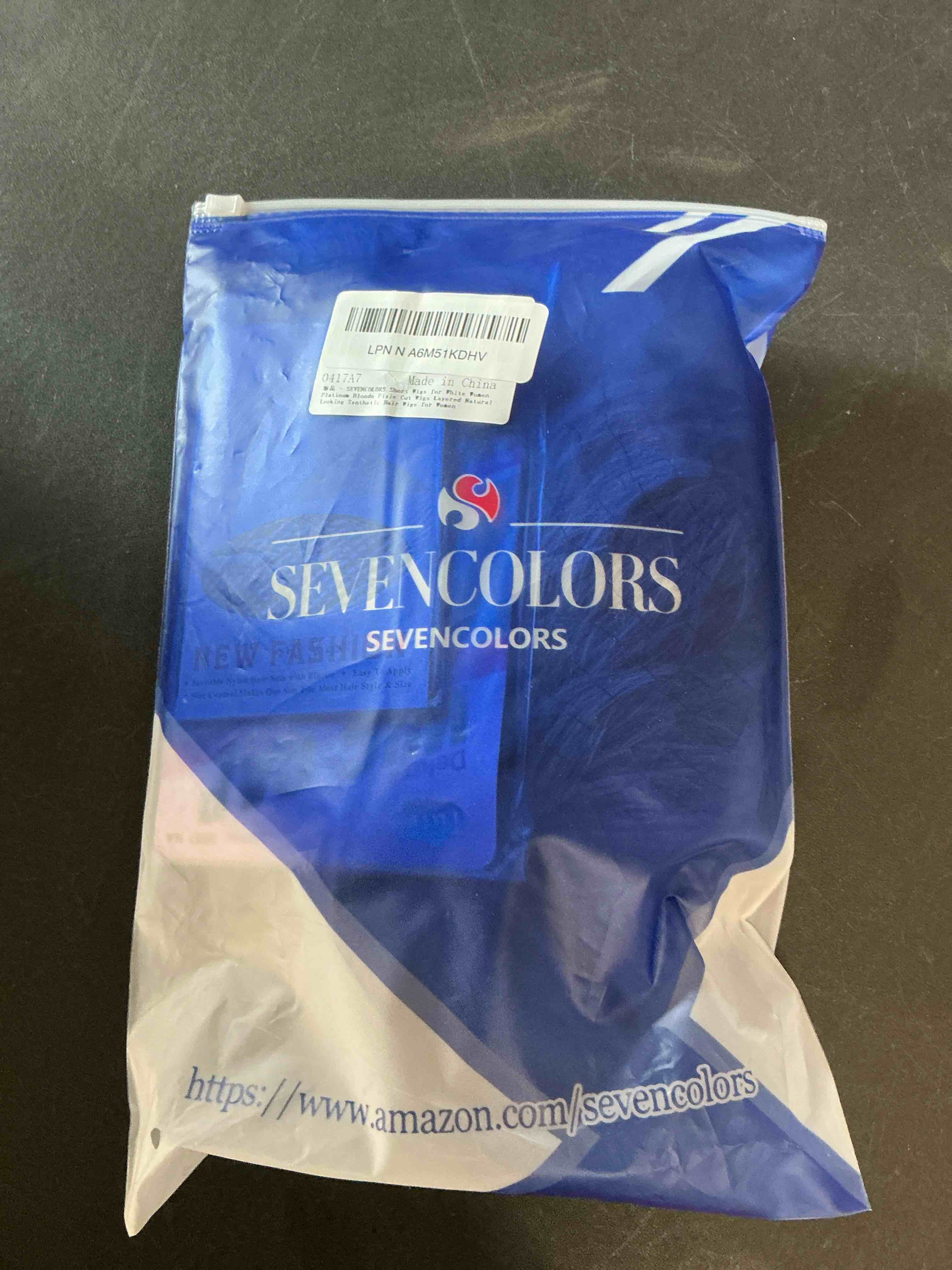 Condition photo showing Good Condition for sevencolors short wigs for white women platinum blonde pixie cut wigs layered natural looking synthetic hair wigs for women