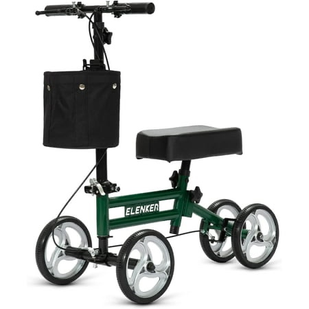 elenker folding knee walker lightweight knee scooter for ankle & foot injuries alternative to crutches green