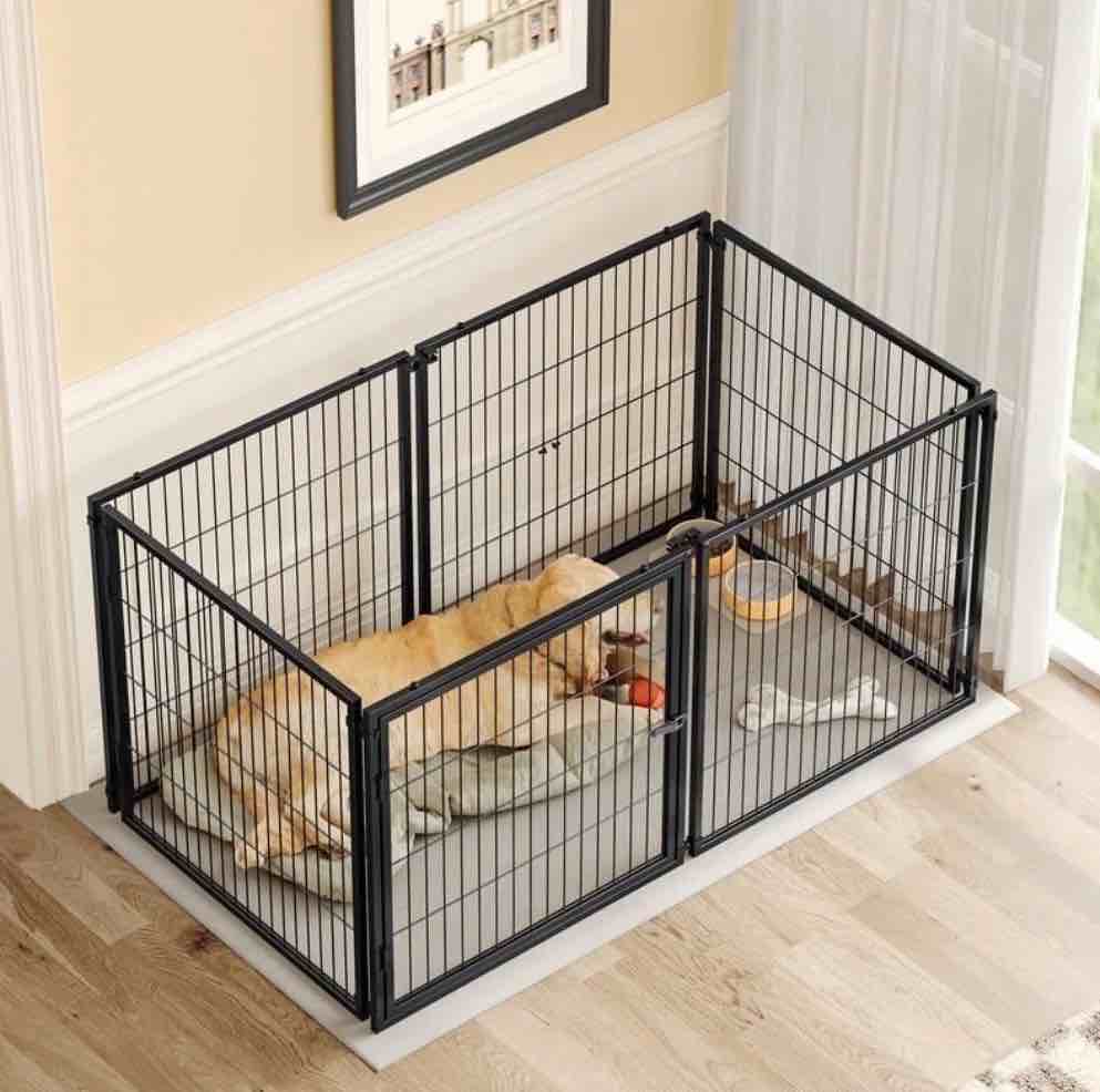 large dog cage 64" dog kennel for medium dogs puppy dog playpen with top, pet cage, indoor, black.63.7"l x 34.2"w x 31.7"h.