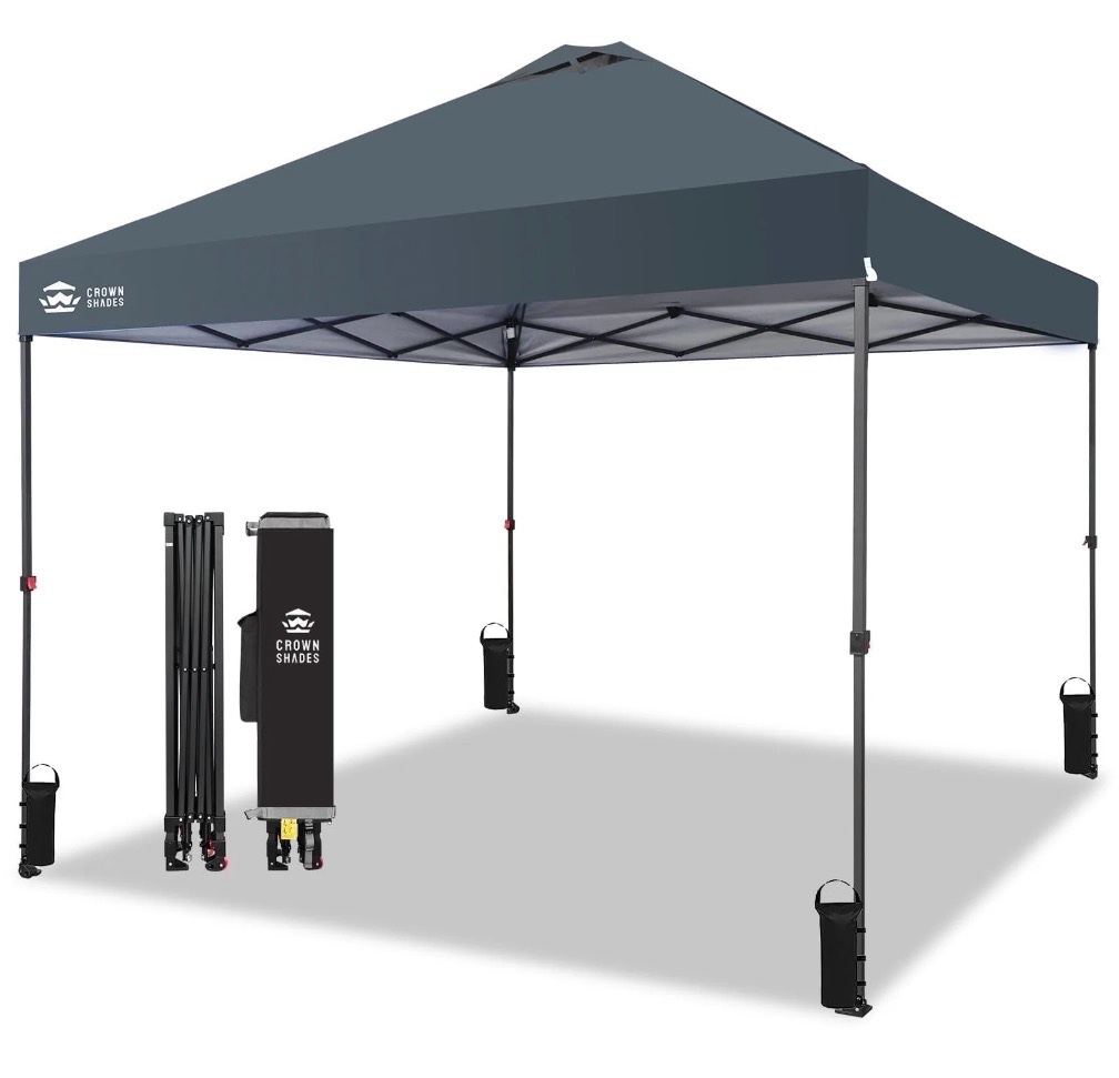 crown shades 10x10 pop up canopy patented center lock one push instant outdoor canopy tent grey