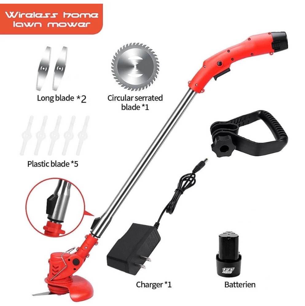 2z electric cordless string grass trimmer  12v 450w weed eater lawn mower for garden yard lawn trimming/pruning 1 charger