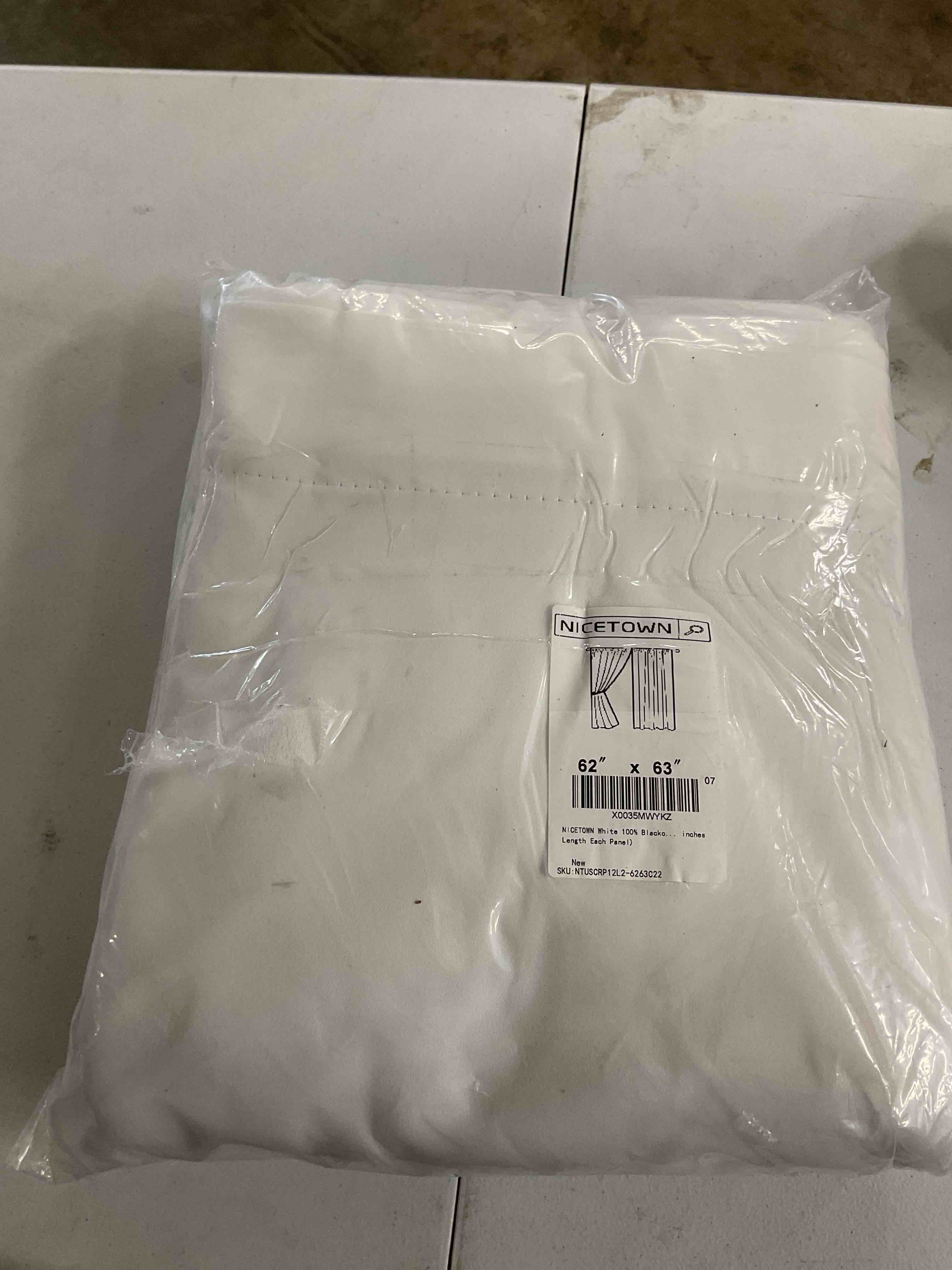 Condition photo showing New/Like New for nicetown white 100% blackout curtains for bedroom, 2 thick layers completely blackout rod pocket thermal insulated drapes for kitchen window (1 pair, 62 inches width x 63 inches length each panel) 62"w x 63"l (pack of 2) pure white