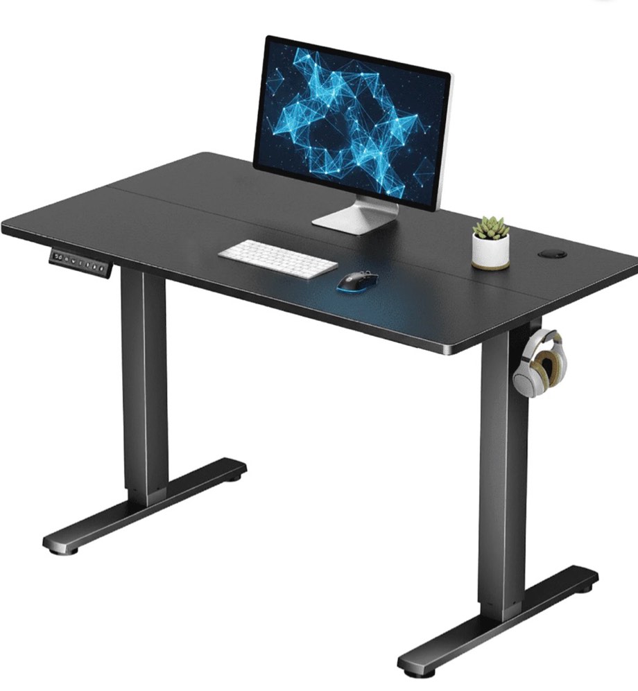 concetta electric height adjustable desk, 40"x24" ergonomic sit stand workstation, one-touch lift home office desk, black