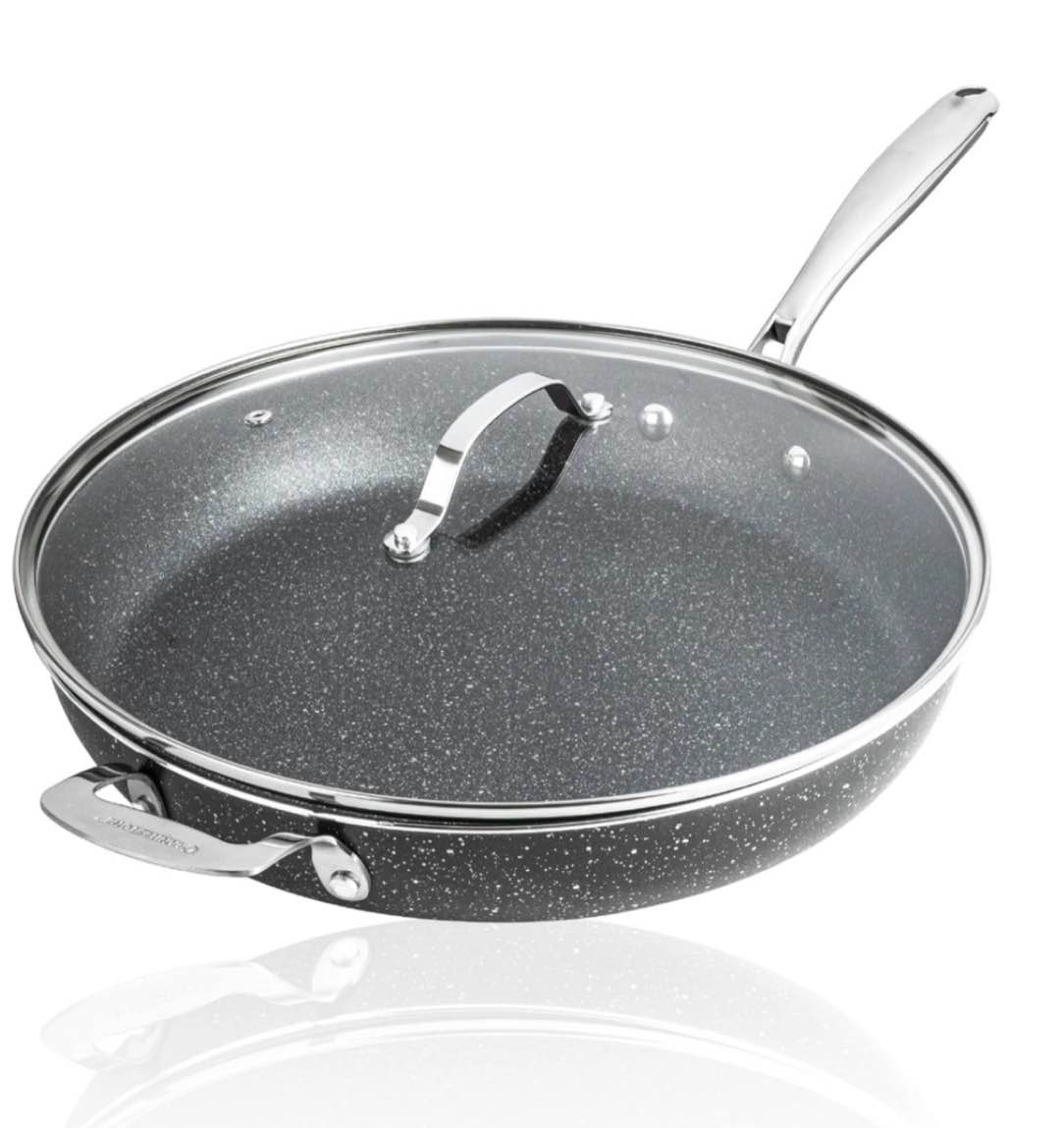 granitestone 14 inch large frying pan with lid ceramic non stick frying pans skillet non toxic frying pans nonstick for sauté & cooking oven & dishwasher safe