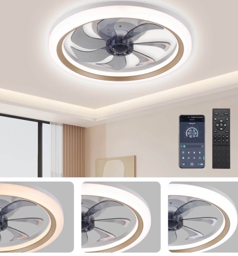 lisunar 20  ceiling fans with lights and remote gold-smart dimmable low profile ceiling fan with light ceiling fans with lights flush mount?stepless color temperature change and 6 speeds 7 blades