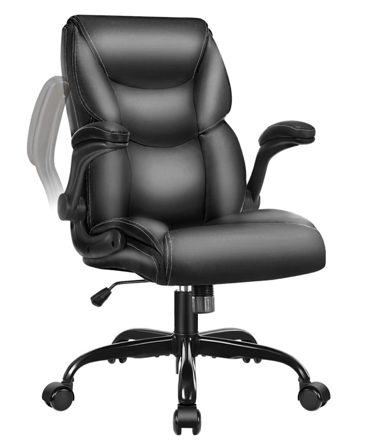 jonpony leather office chair, big and tall office chair 400lbs wide seat ergonomic computer desk chair high back executive leather chair adjustable task chair, black