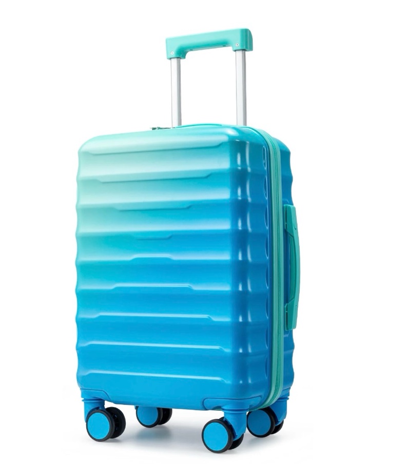 zimtown 20” hardshell luggage gradient color suitcase with 360° swivel silent wheel and tsa lock, blue+green