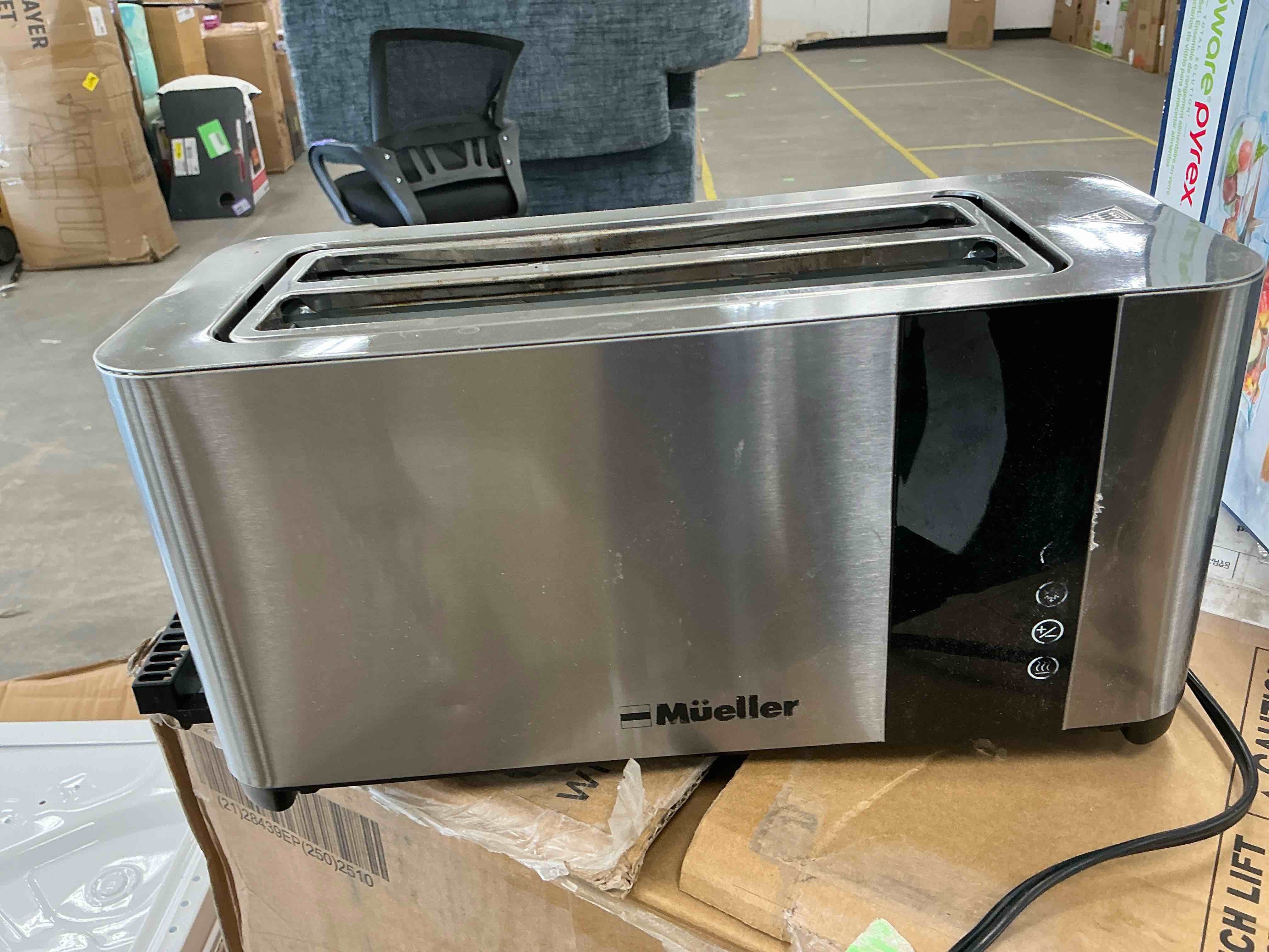 Condition photo showing As Is for mueller ultratoast full stainless steel toaster 4 slice, long extra-wide slots 