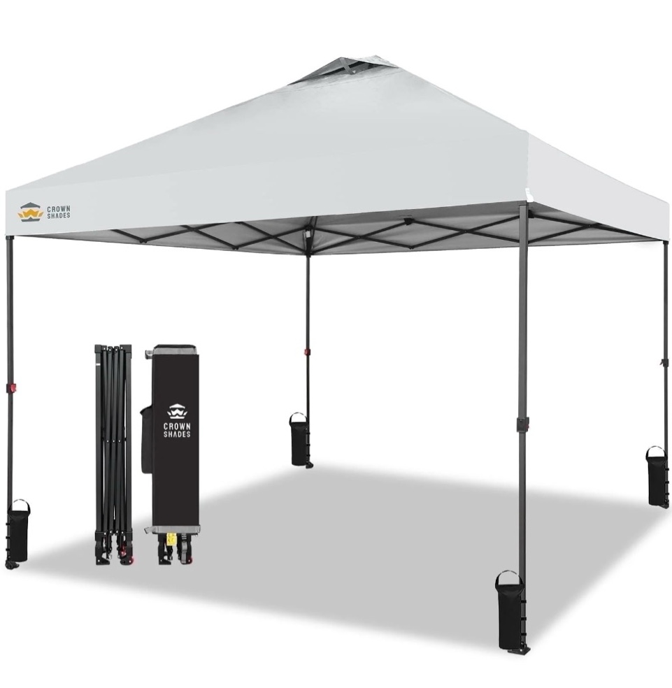 crown shades 10x10 pop up canopy patented center lock one push instant outdoor canopy tent white