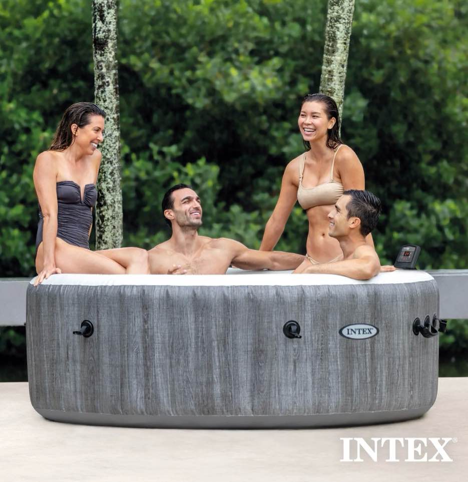 intex purespa plus greywood deluxe 4 person inflatable spa w/ jets