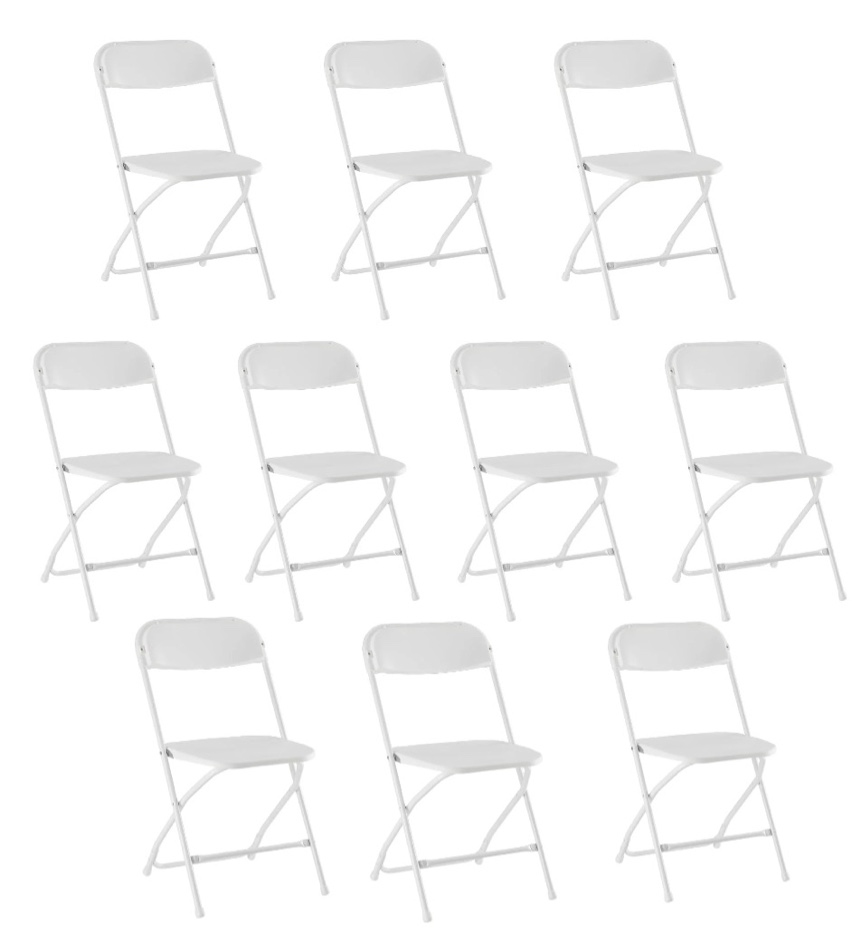 concetta plastic folding chair set of 10, 330lb load capacity lightweight for indoor/outdoor, white
