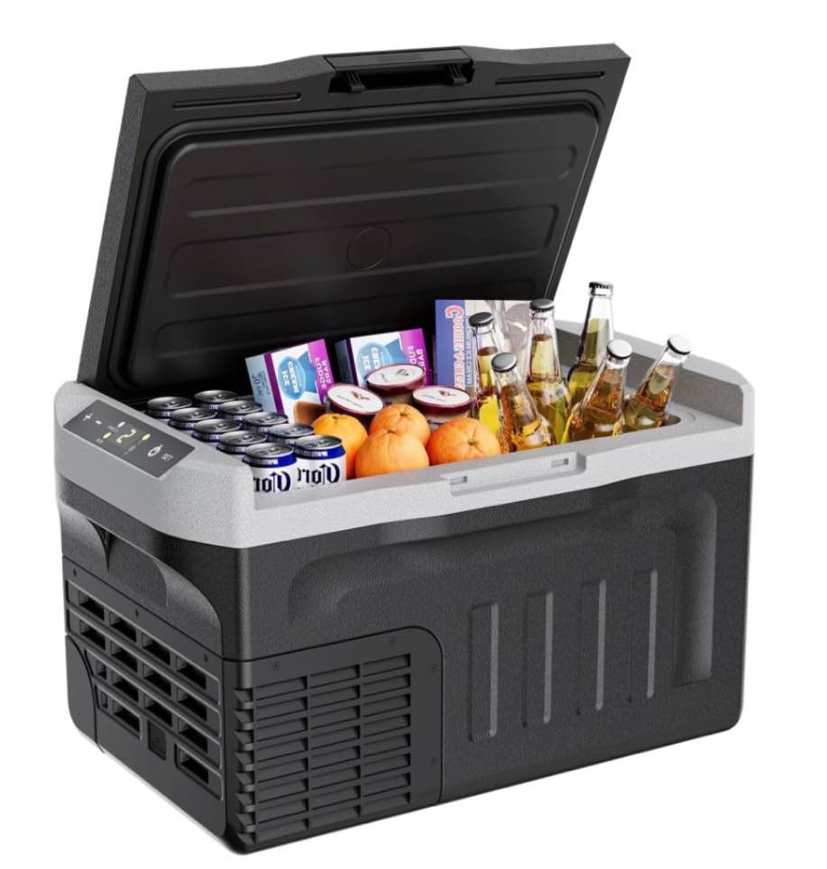 simzlife 12 volt car refrigerator 22 quart portable fridge freezer compressor cooler 12/24v dc 110~240 volt ac for truck van rv camper suv travel camping road trips