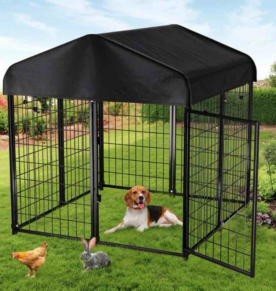 dog kennel, domipet large dog kennel for outdoor, 4ft x 4.2ft x 4.5ft heavy duty pet crate with oxford cloth roof