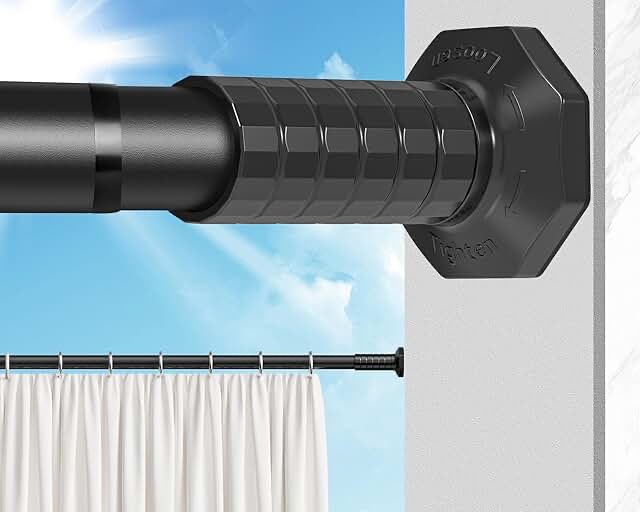 giracoa one-push tension curtain rod 39-137 inches extra long no drill adjustable spring rod heavy duty 635 lbs support rustproof steel for patio outdoor bathroom window matte black