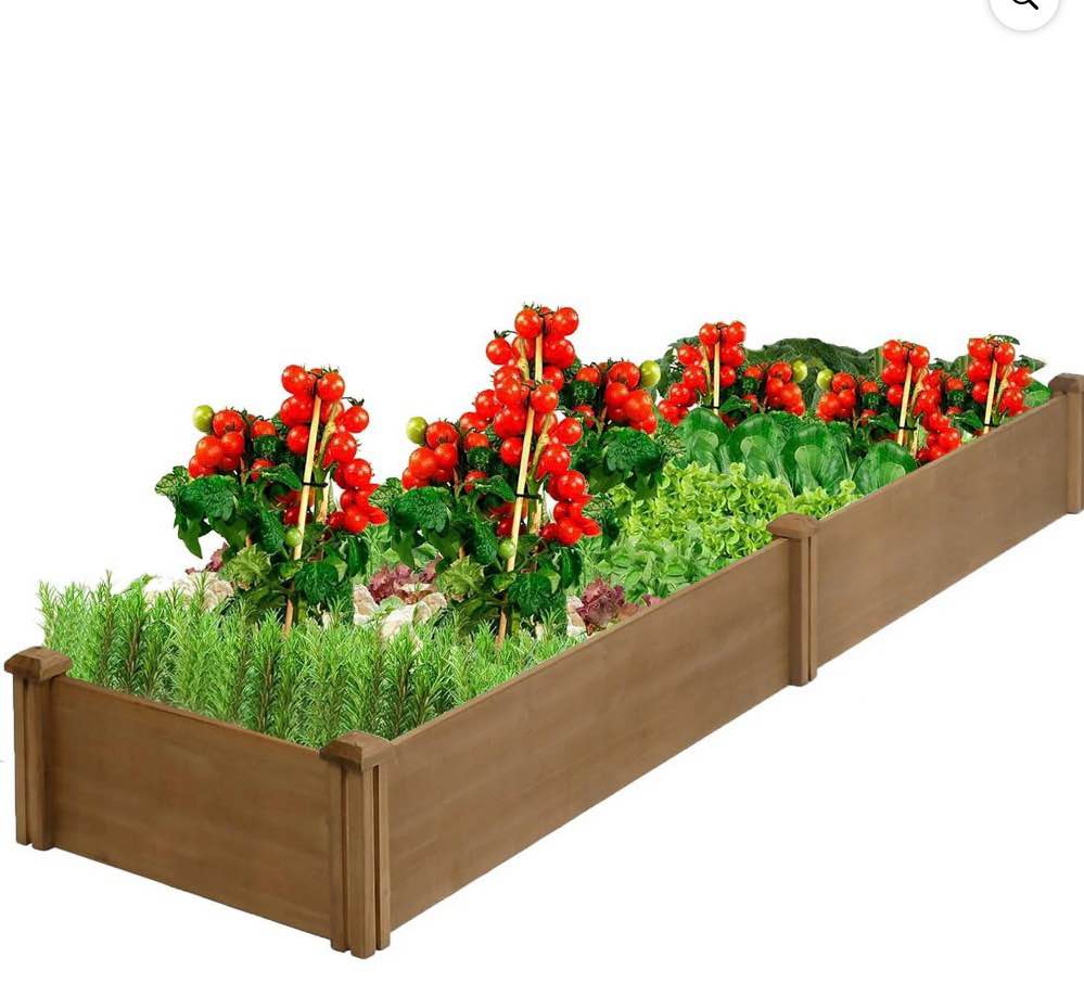 petscosset wooden 8x2ft raised garden bed planter box for outdoor gardening
