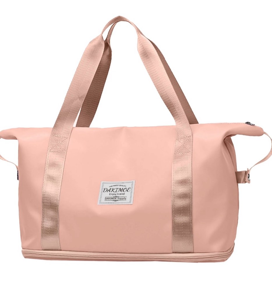 dakimoe weekender bags for women  travel bag carry on gym bag  travel duffle bag with wet dry pocket/front phone pocket/trolley sleeve pocket  pink