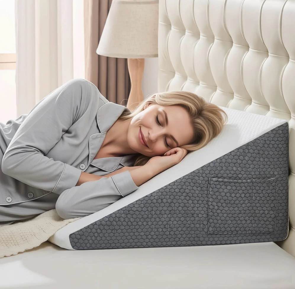 10 inch foam wedge pillow for sleeping ,triangle bed wedge pillow for headboard ,soft memory foam & washable cover