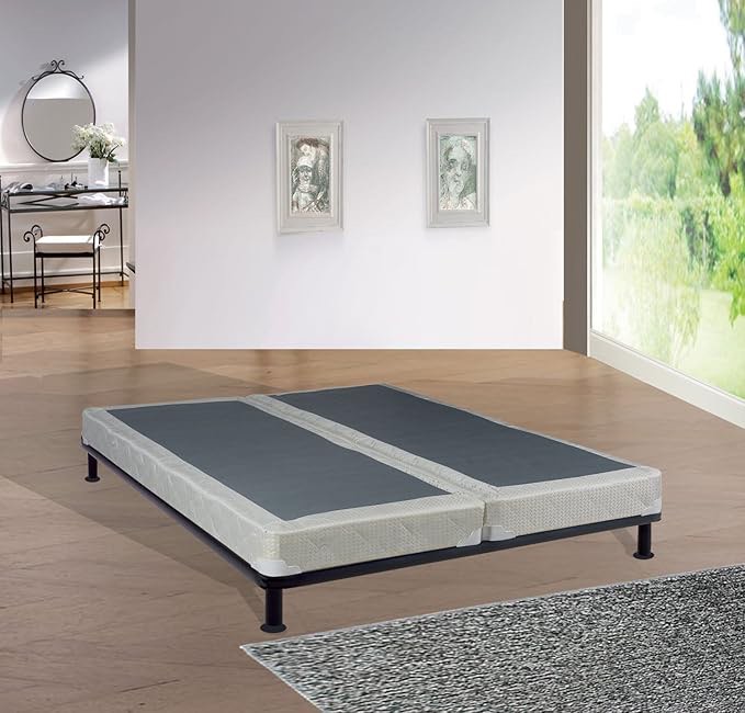 Mattress Solution, 4-Inch Sturdy Box Spring for Mattress Support-Durable and Fully Assembled, Natural Wood Foundation for King , White